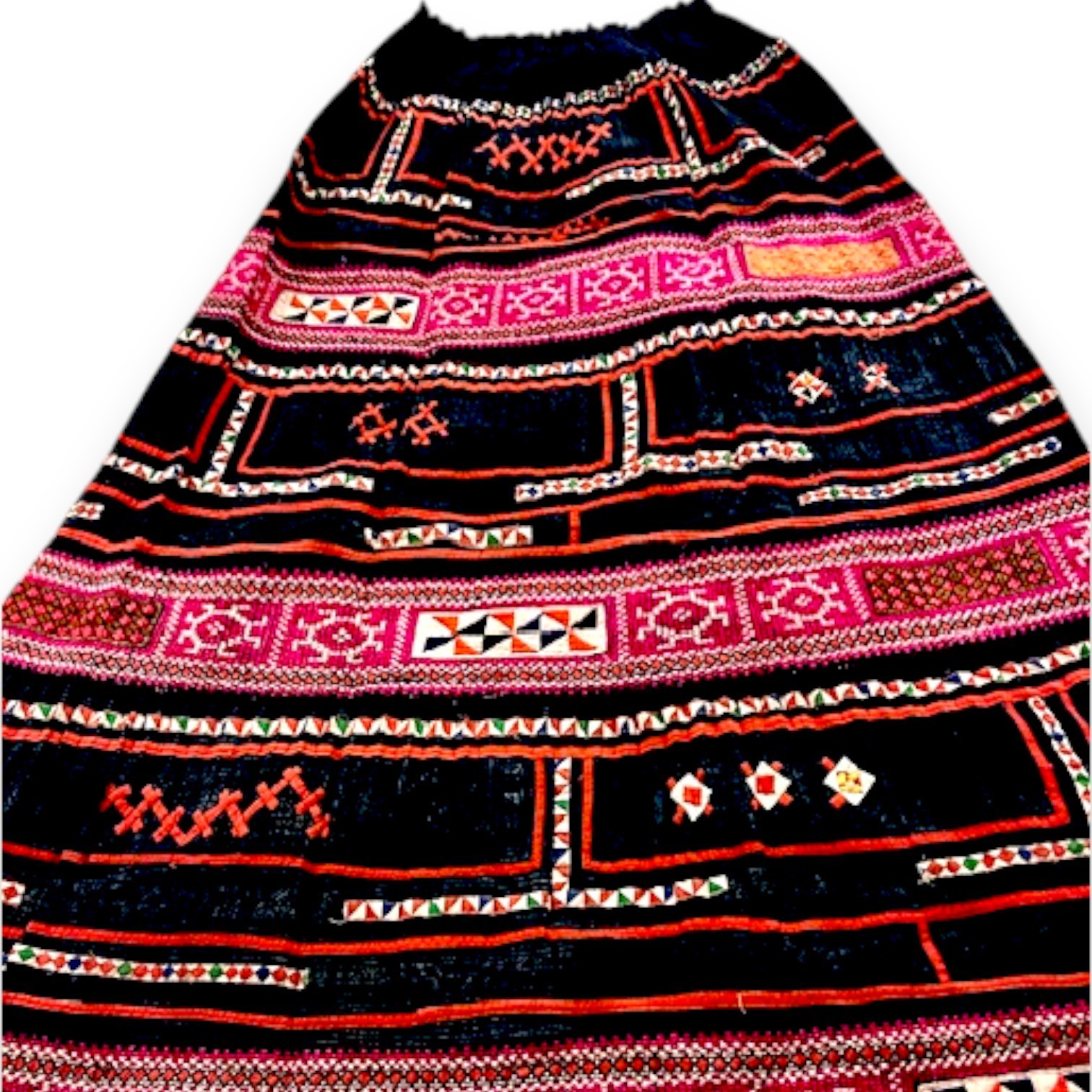 Handcrafted Vintage Embroidered & Applique Vietnamese Hills Hmong Tribal Skirt