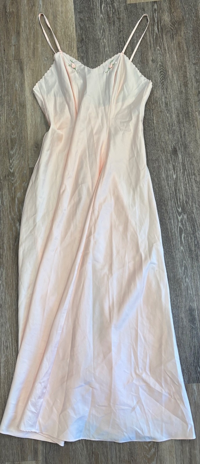 vintage Eve Stillman long slip night gown color peach size med