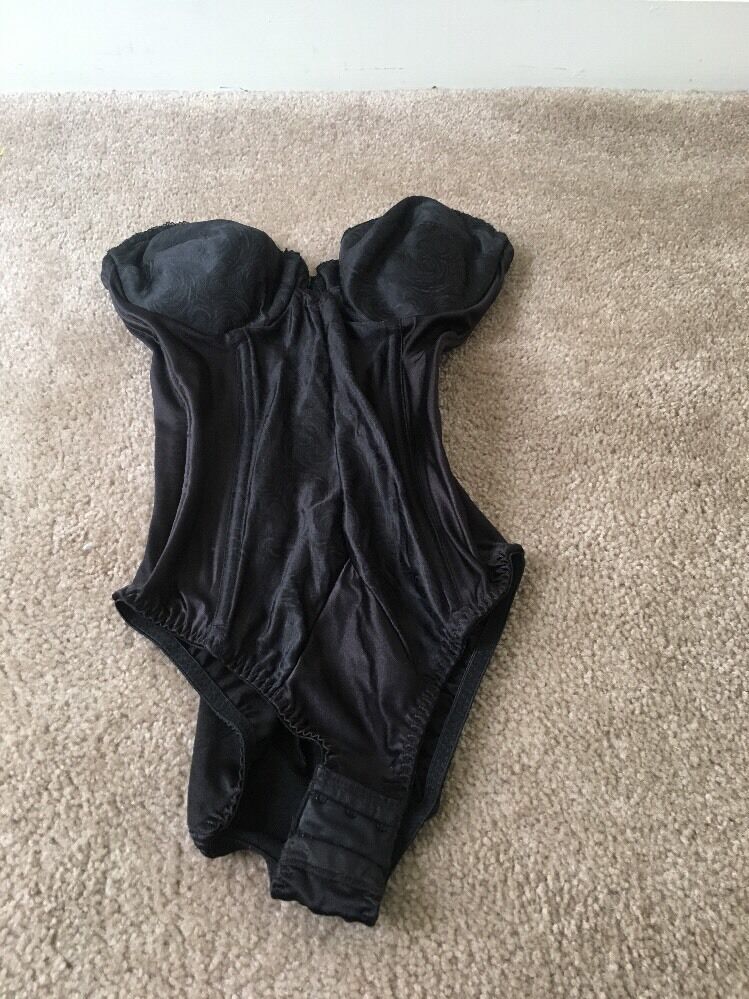 Vtg Sophistique by Smoothie Women&rsquo;s Black Snap Crotch Teddy Strapless Size 34C