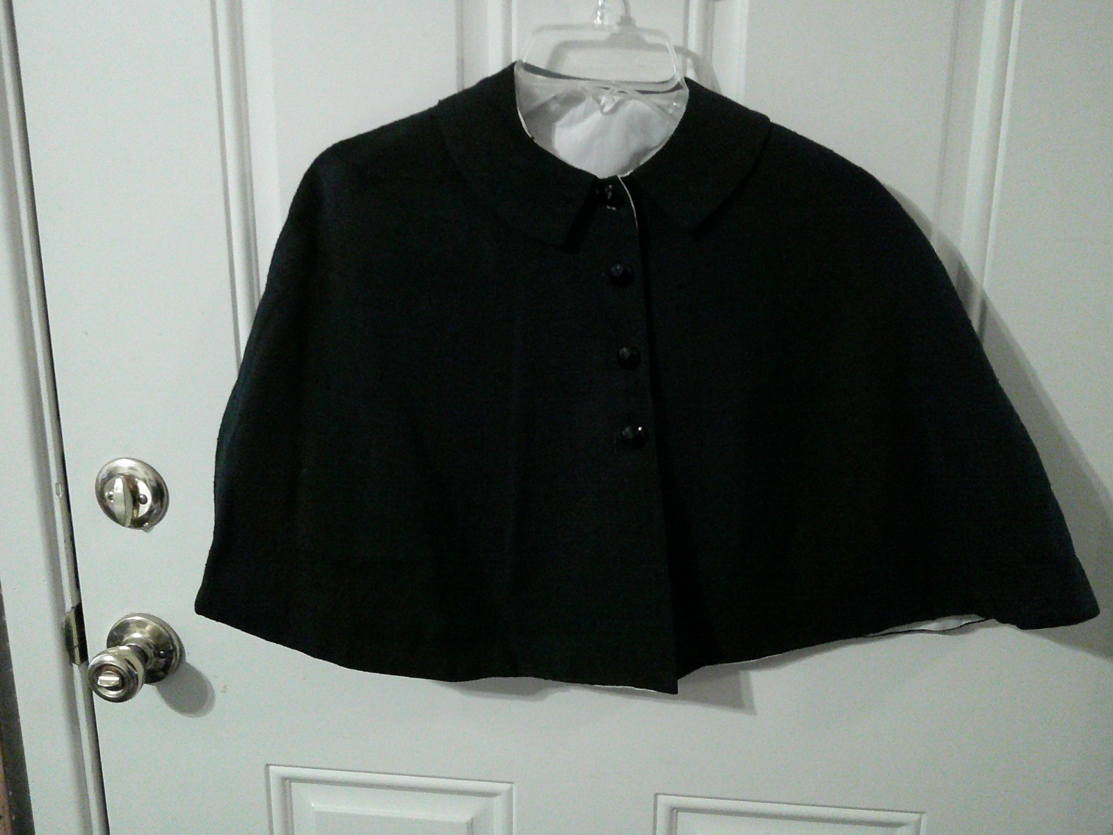 antique cape capelet black Linen short front 18 in. long original 1910-20 (D-40)