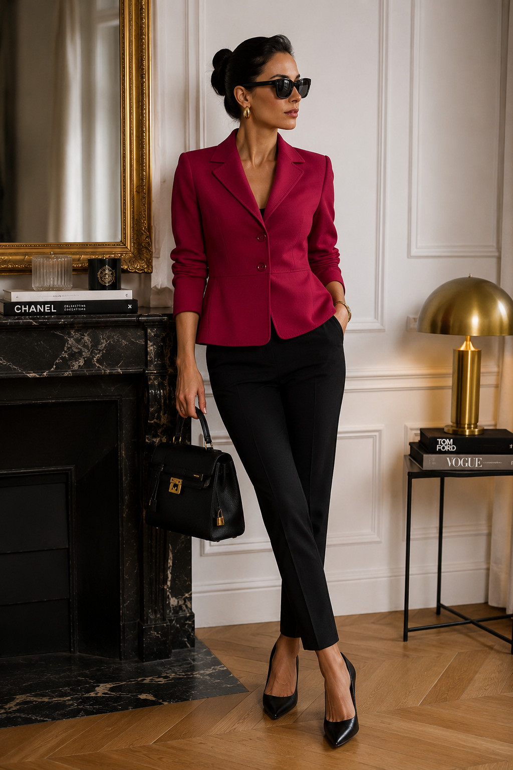 Escada blazer black cherry virgin wool peplum shoulder pads size 36 38 40 MINT condition