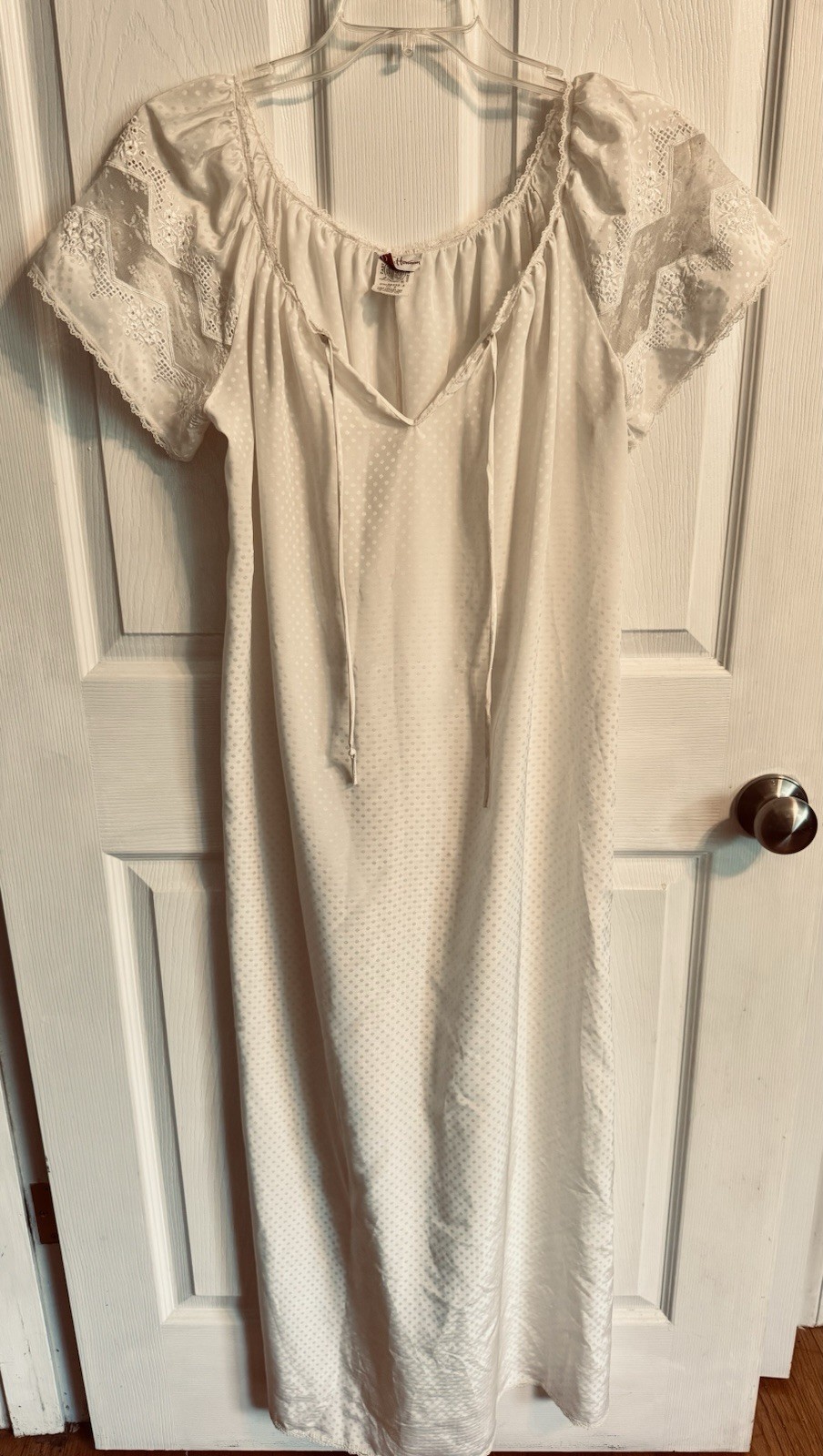 Vintage Stan Herman Nightgown Cream Size S Cottage Core Lace Trim