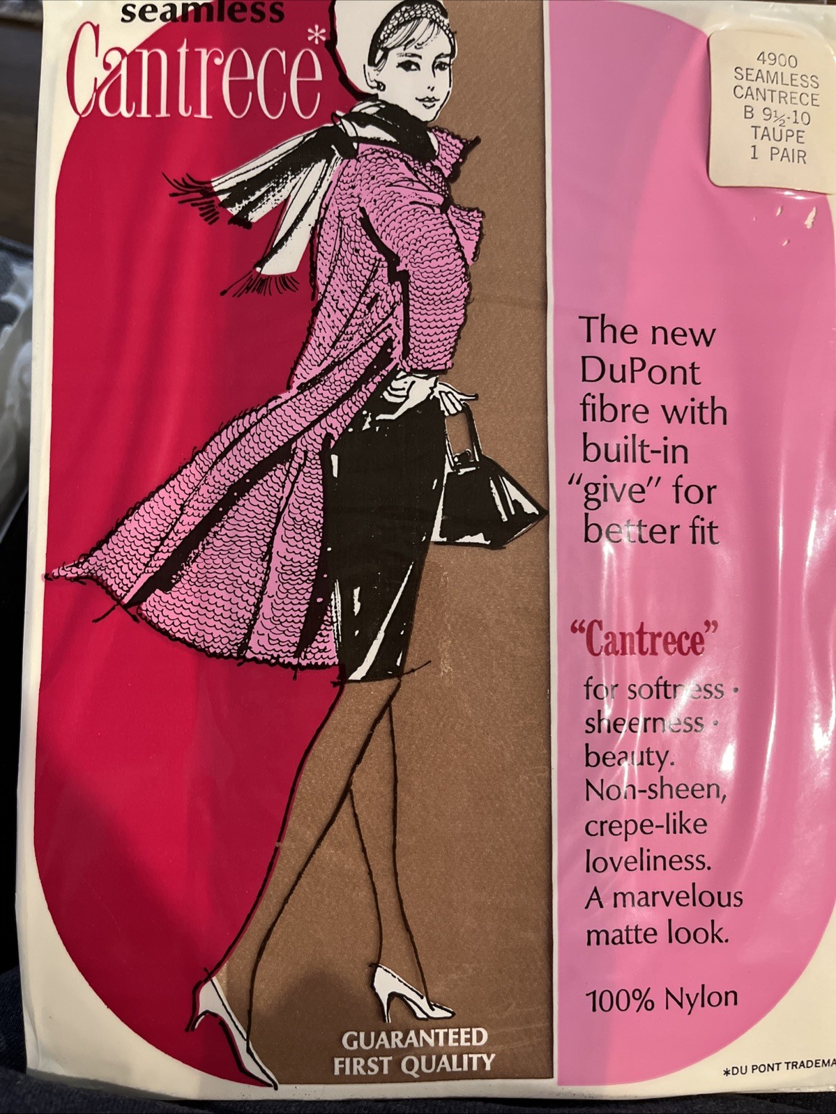 3 Seamless Cantrece Taupe Garter Stockings Hose 9 1/2-10 100% Nylon NEW