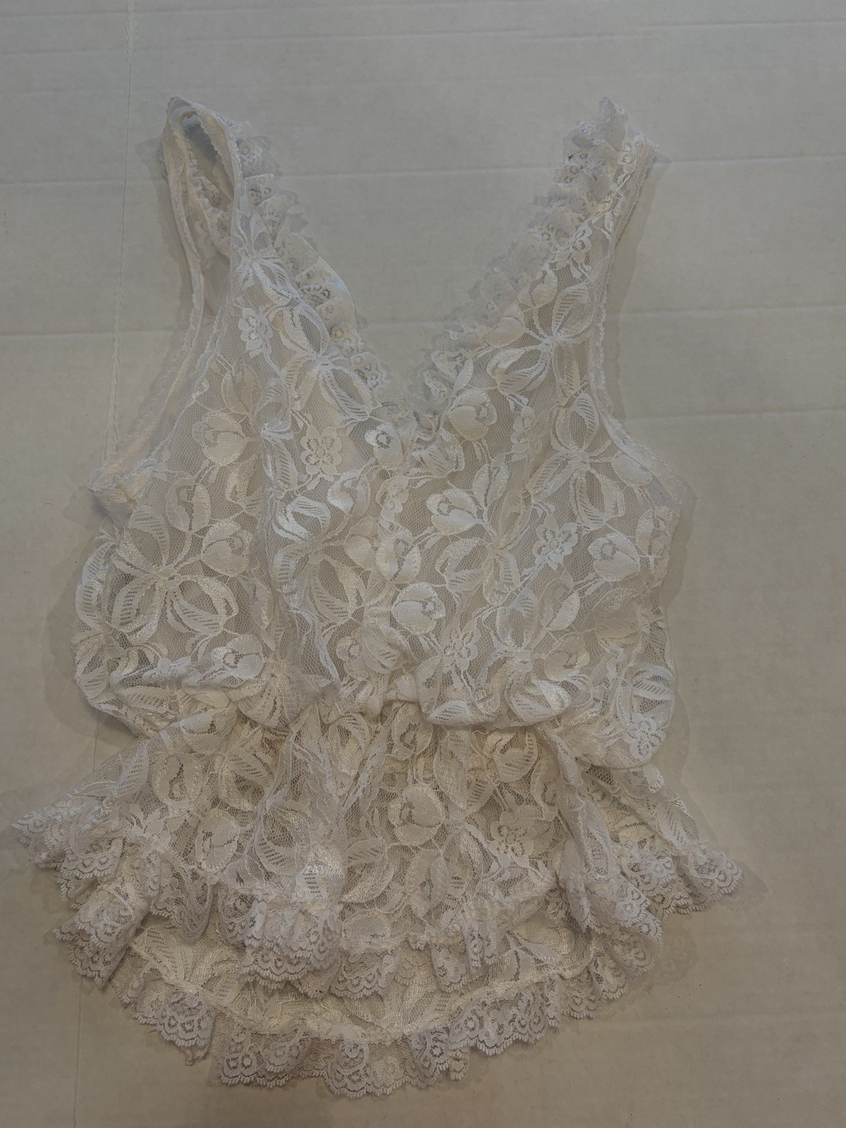 Vintage Tosca Lingerie Ivory Lace Camisole Coquette Cottagecore Bridal Sheer L