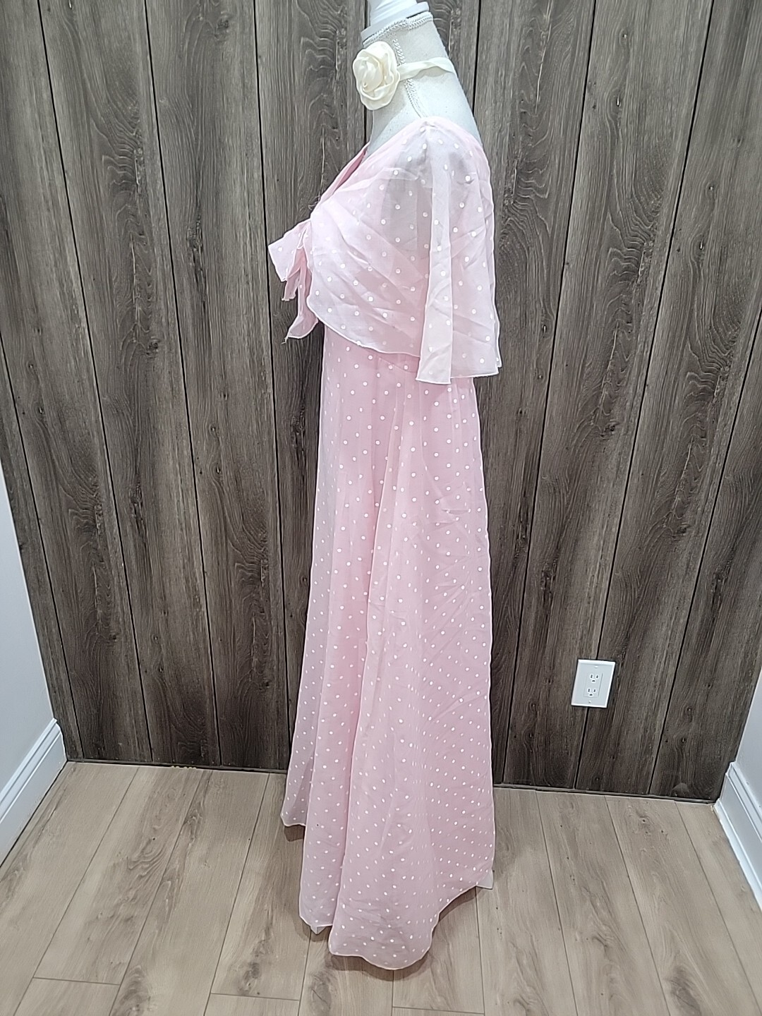 VTG House Of Bianchi Polka Dots/Cape Sleeve Maxi dress /Renaissance Style As Is
