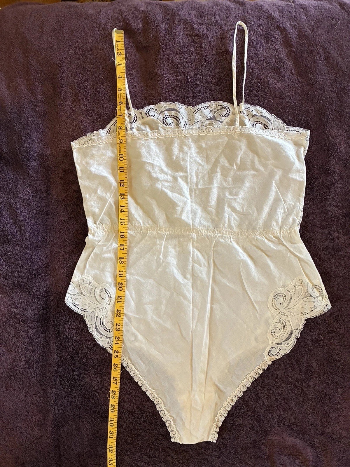 Vintage WonderMaid Cotton Wedding Teddy ILGWU Bridal Lace White USA Sz 36