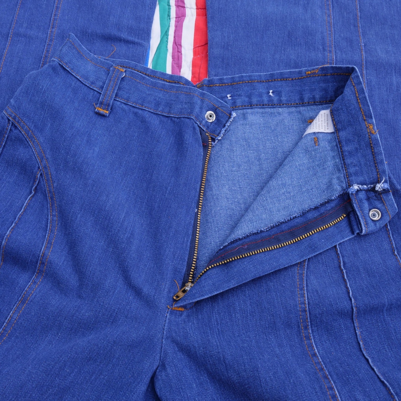 AMAZING RARE True vintage 1970s 100% cotton denim high rise bell bottom jeans