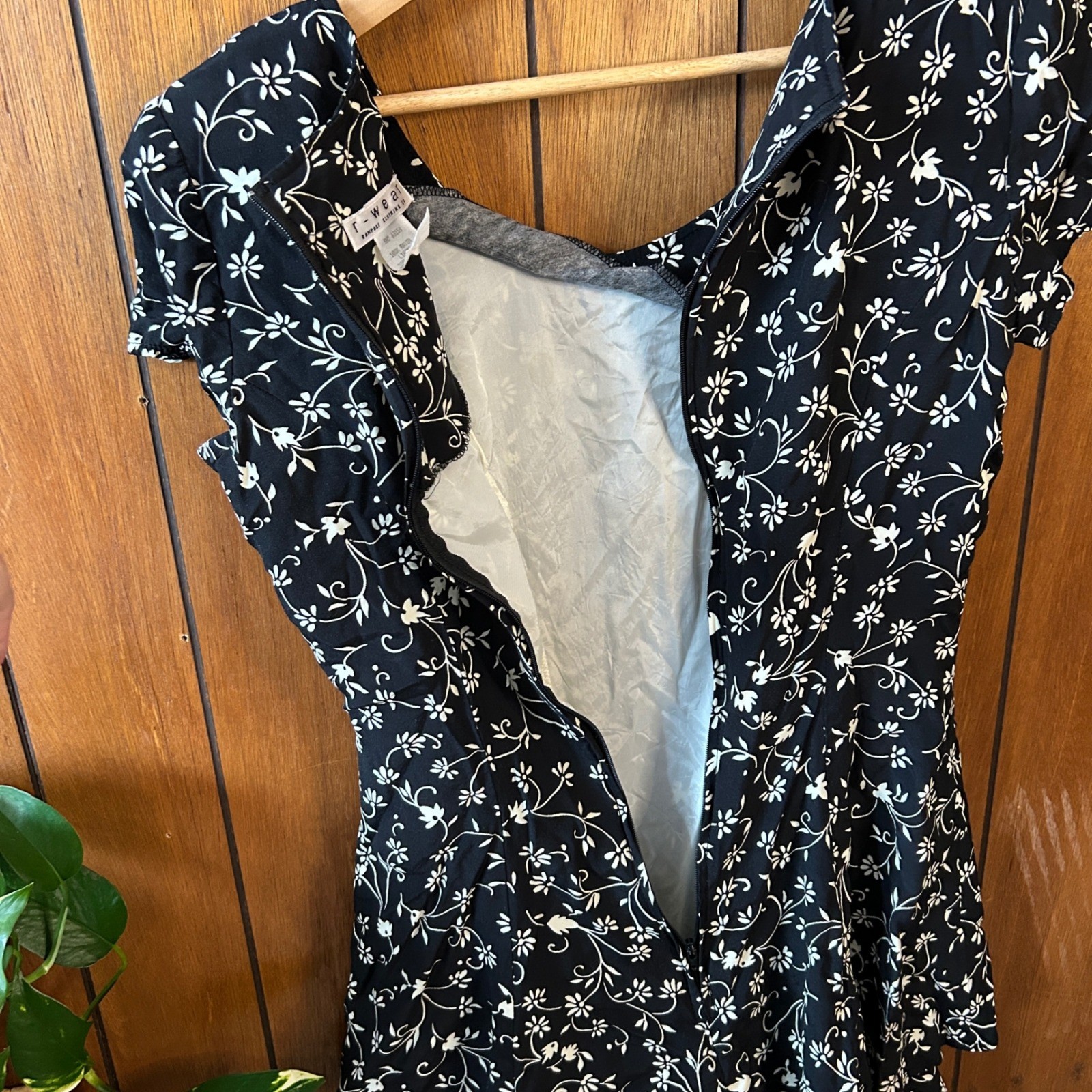 Vintage Rampage R-Wear Black Floral Mini Dress 90s Grunge Tiered Cottagecore