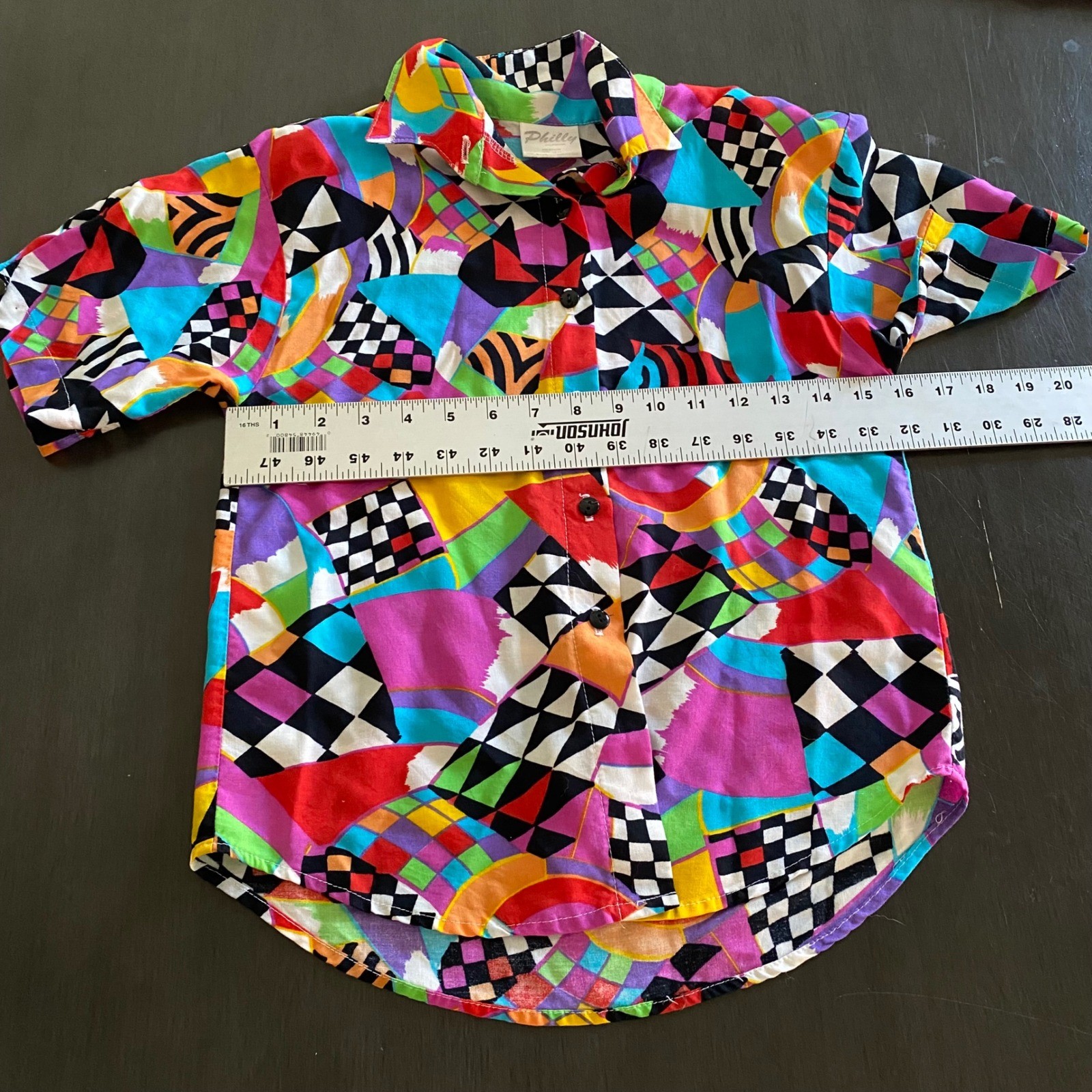 Vintage Abstract Geometric Button Up Made in USA – fits like small-xs