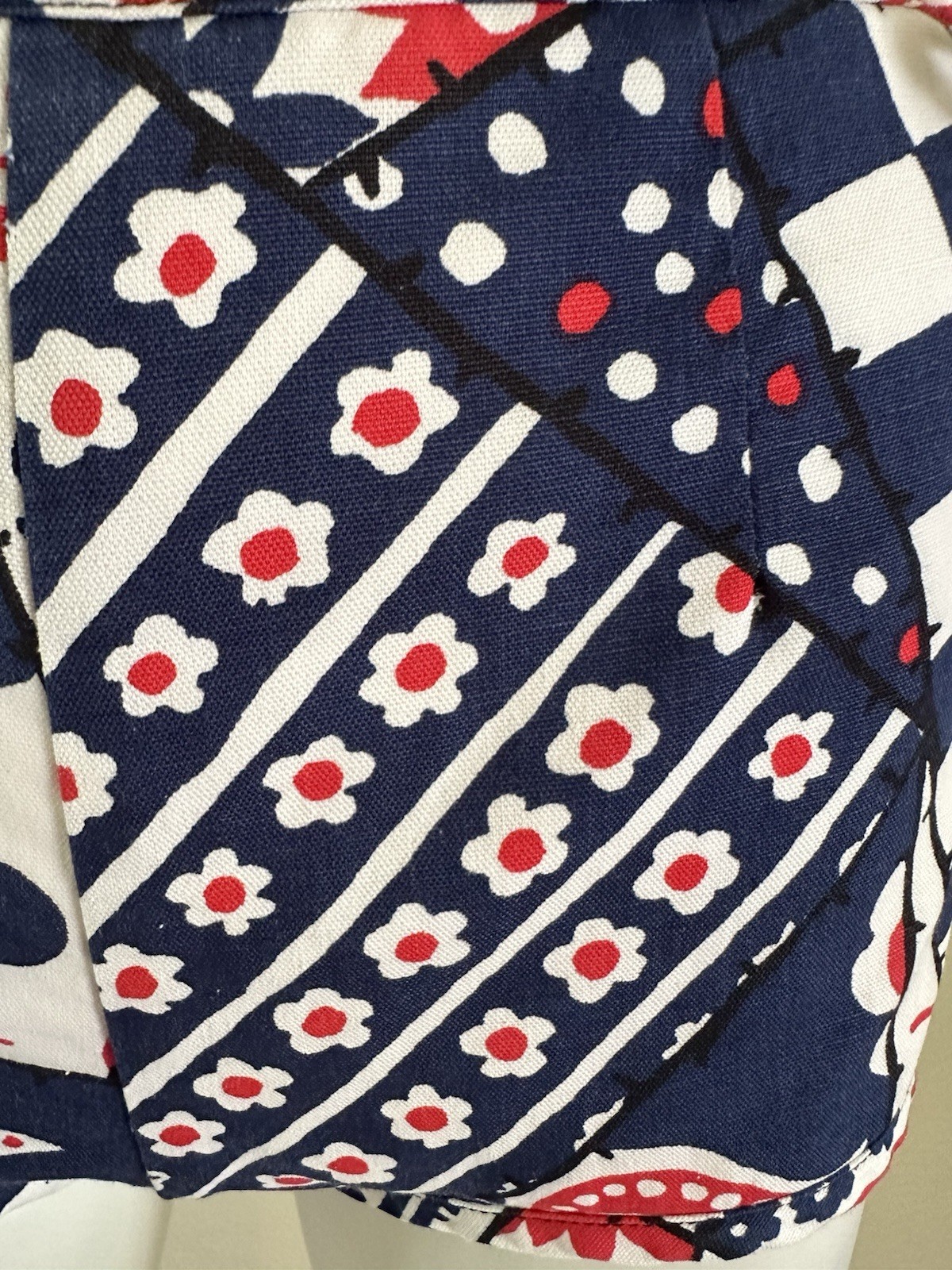 1960s Patchwork Print Lace Up Swim Bottoms Hot Pants Mod Floral Polka Dot S VTG