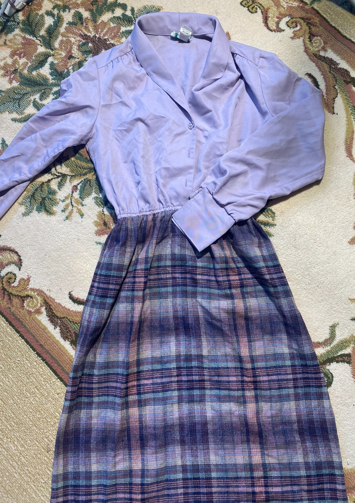 Vintage Size 11/12 &rsquo;80s Purple and Plaid Office Dress- Very Unique 2 in 1