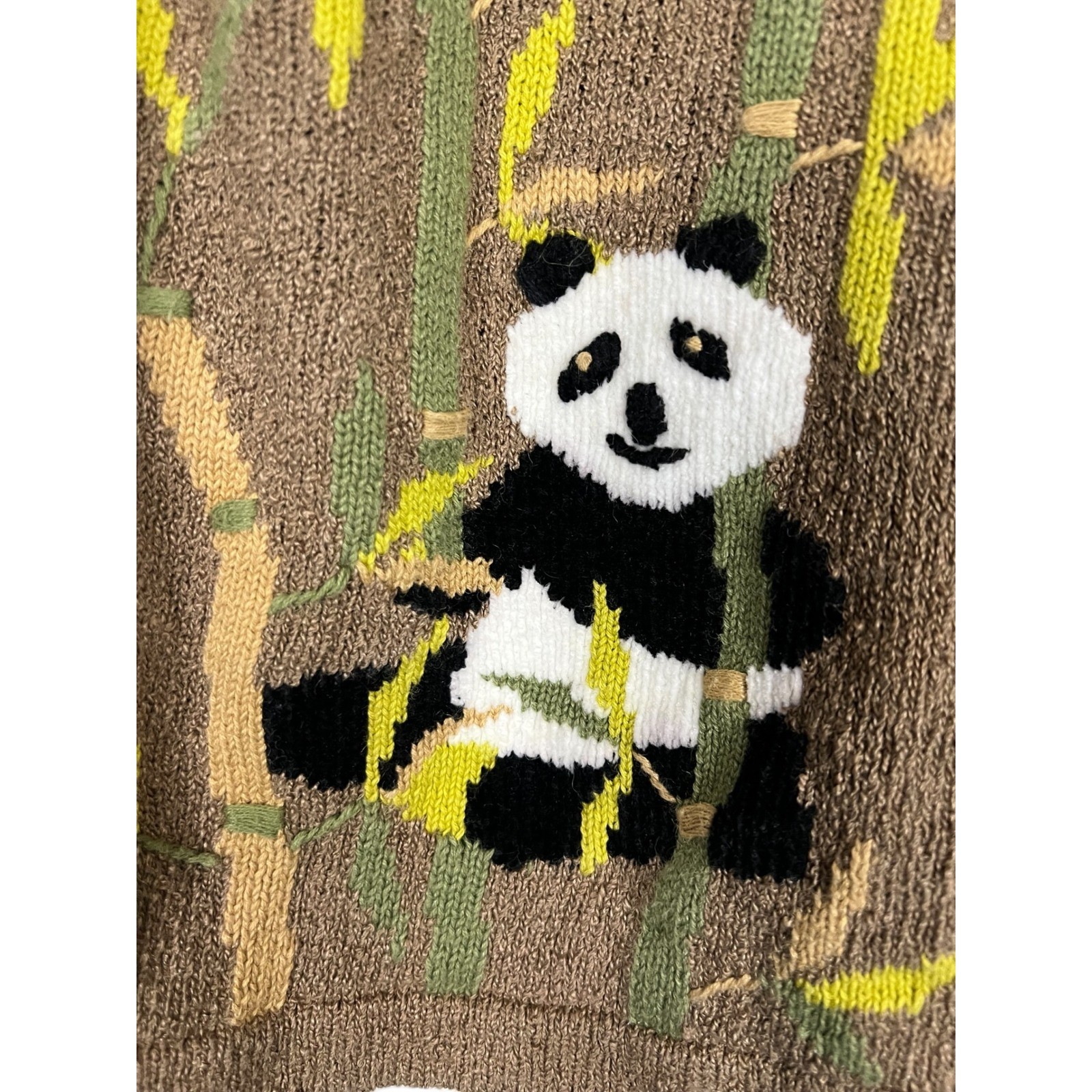 Bellepointe Vintage Panda & Bamboo Design Knit Cardigan – Size Small