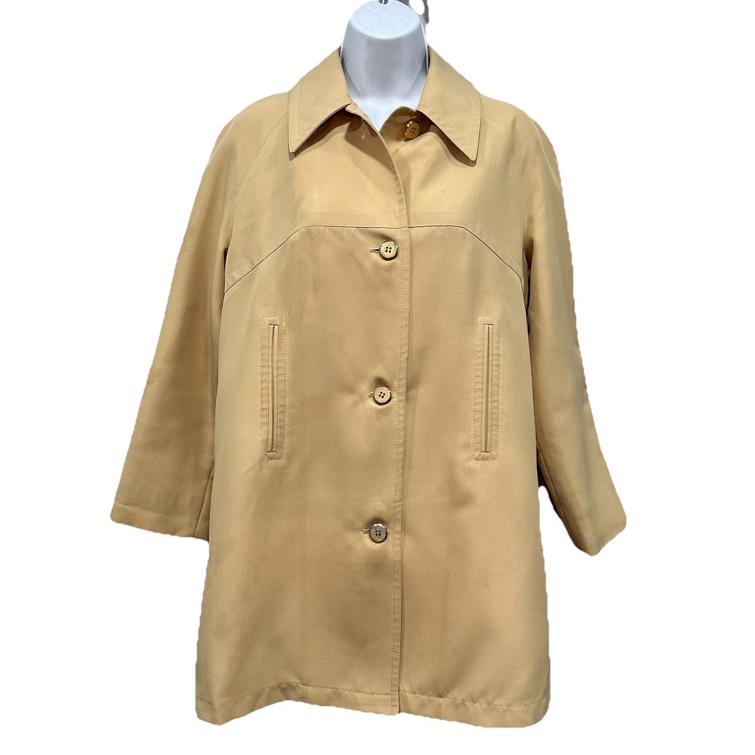 Vtg Misty Harbor Trench Coat Any Weather Womens 8 Khaki Lining Pockets Buttons