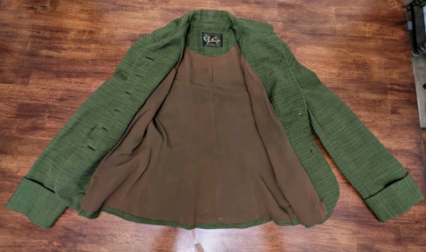 RARE 1940&rsquo;s YOUTHCRAFT Tweed Olive Green Jacket Skirt Suit EUC Gorgeous!!