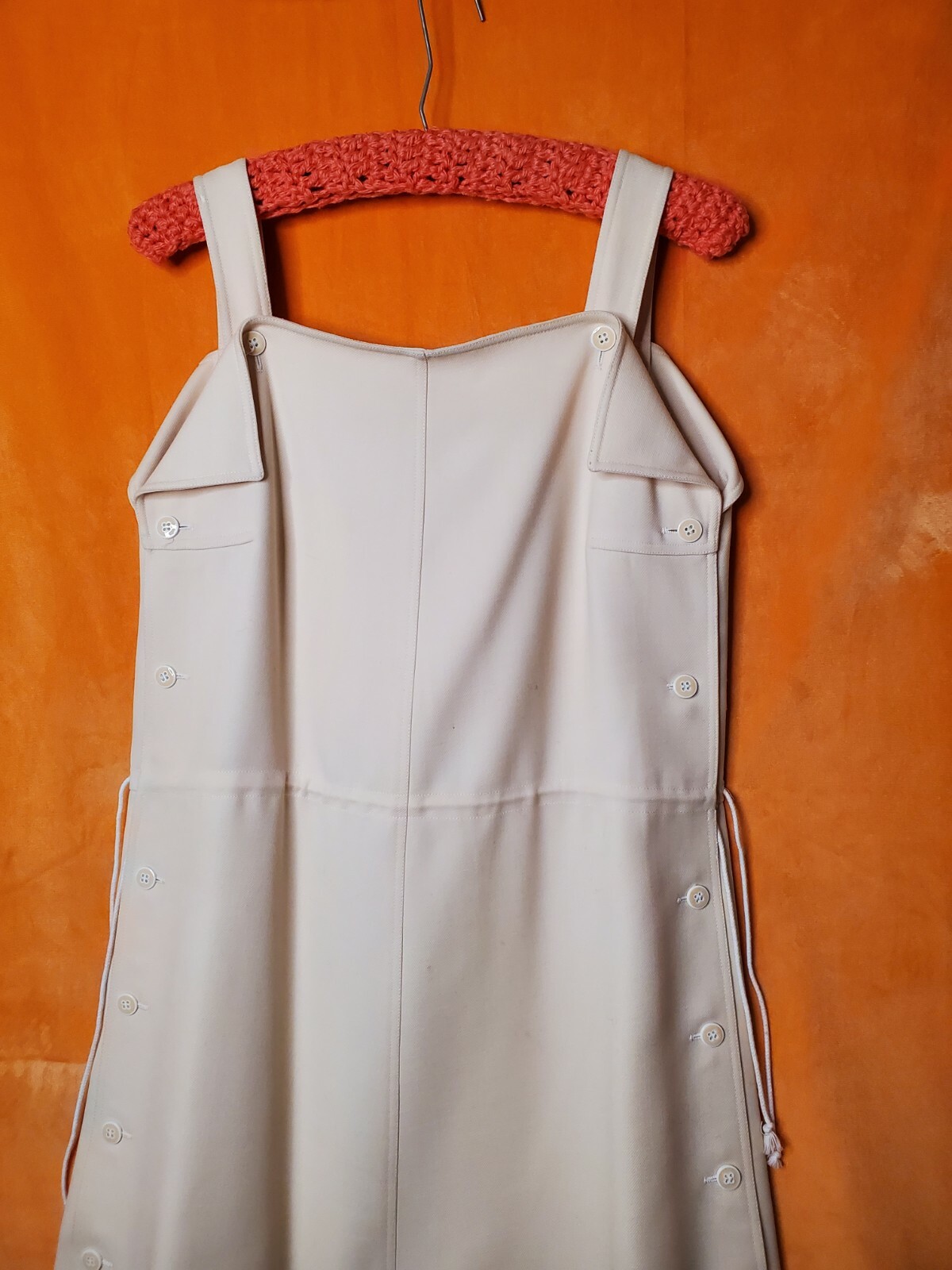COURREGES c.1970&rsquo;s Hyperbole Wool Beige Sleeveless A-Line Jumper Dress