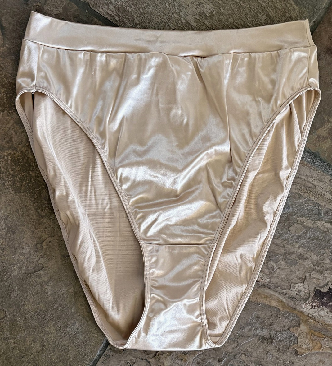 VICTORIA&rsquo;S SECRET Lrg Champagne Second Skin Satin Hi Cut Brief Panties Vintage