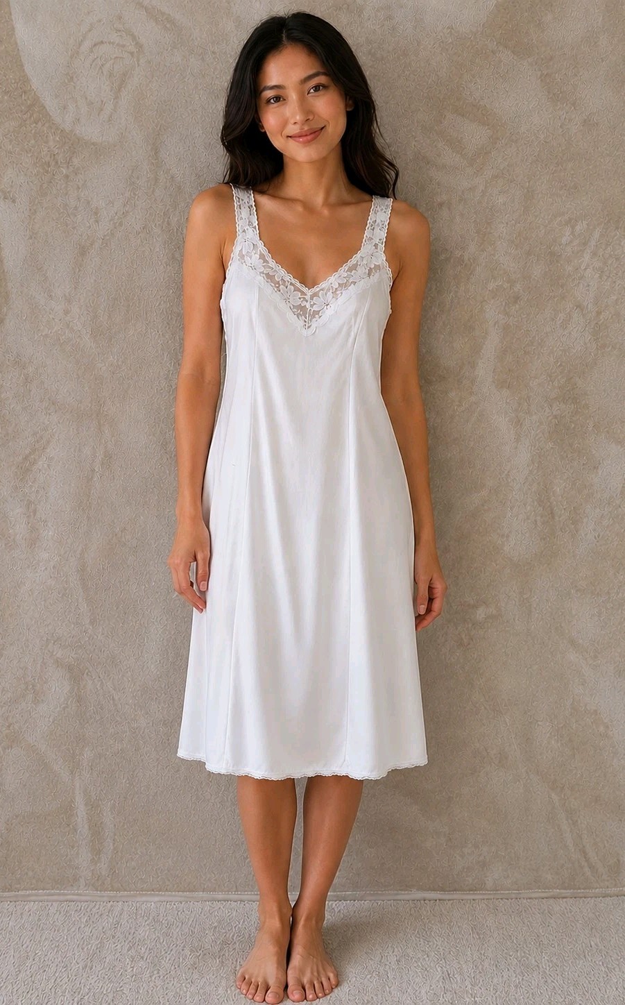 Vtg Maidenform Womens 34 Something Special Full Lace Slip Dress Silky Nylon