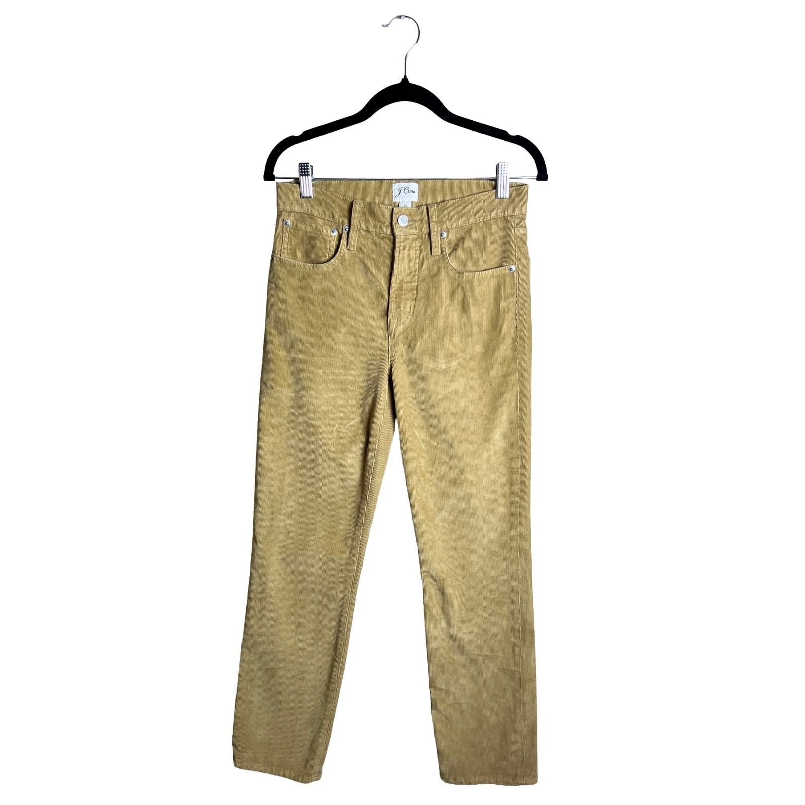 J.Crew Vintage Slim Straight Corduroy Pants Tan High Rise Size 26