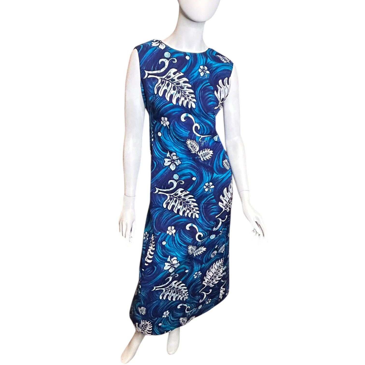 Vintage 60s McInerny&rsquo;s Blue Hawaiian Hostess Dress Size Vintage Small