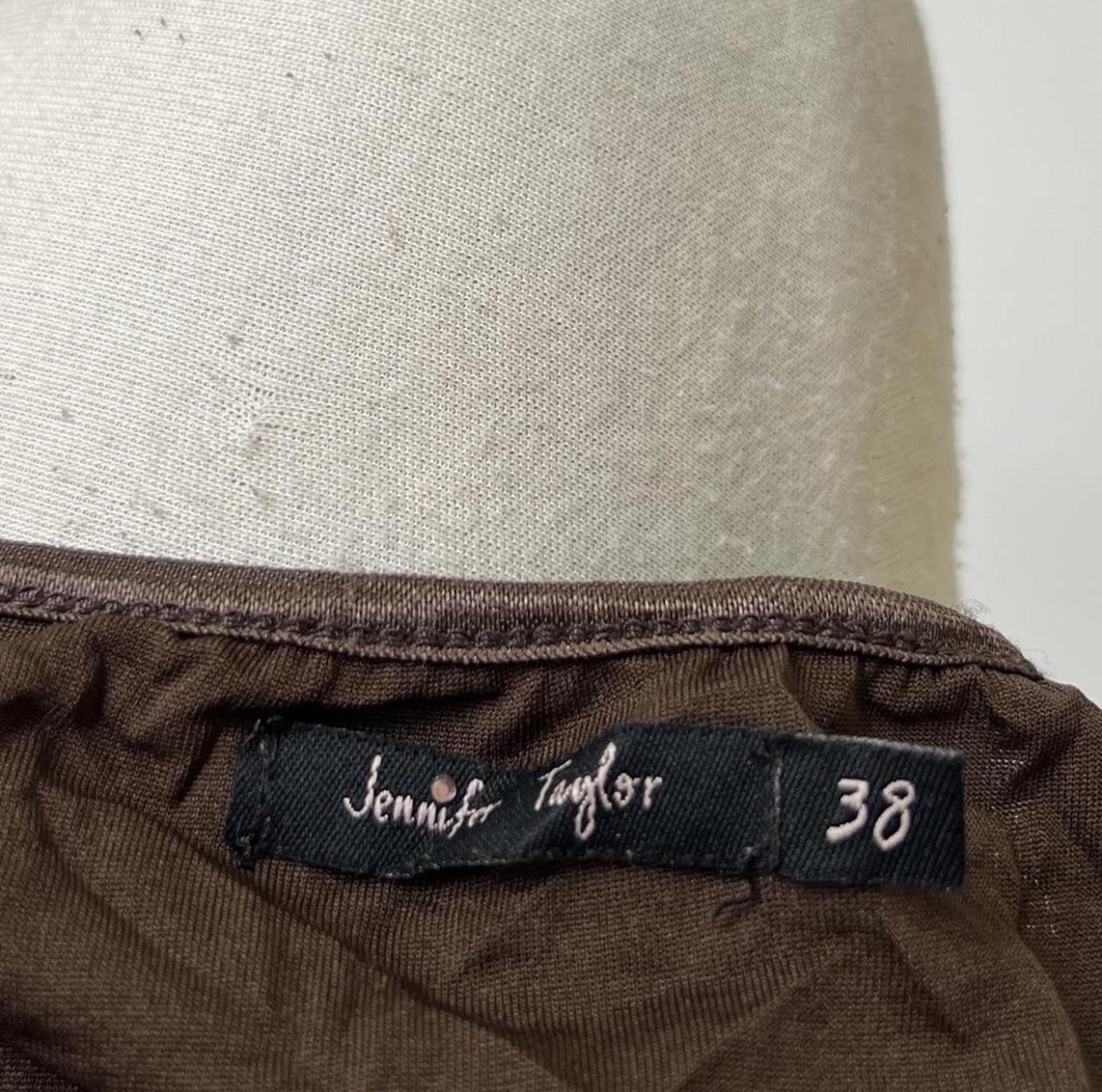 Jennifer Taylor Brown Embroidered Trim Slip Spaghetti Strap Size 38