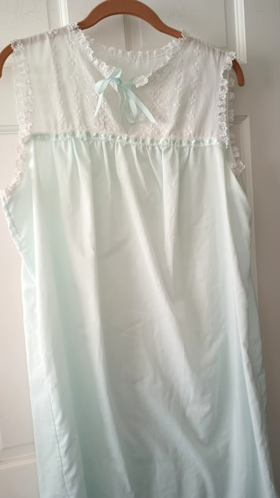 Vtg Sears Nightgown & Robe Set Powder Blue Modest Feminine USA Made Medium