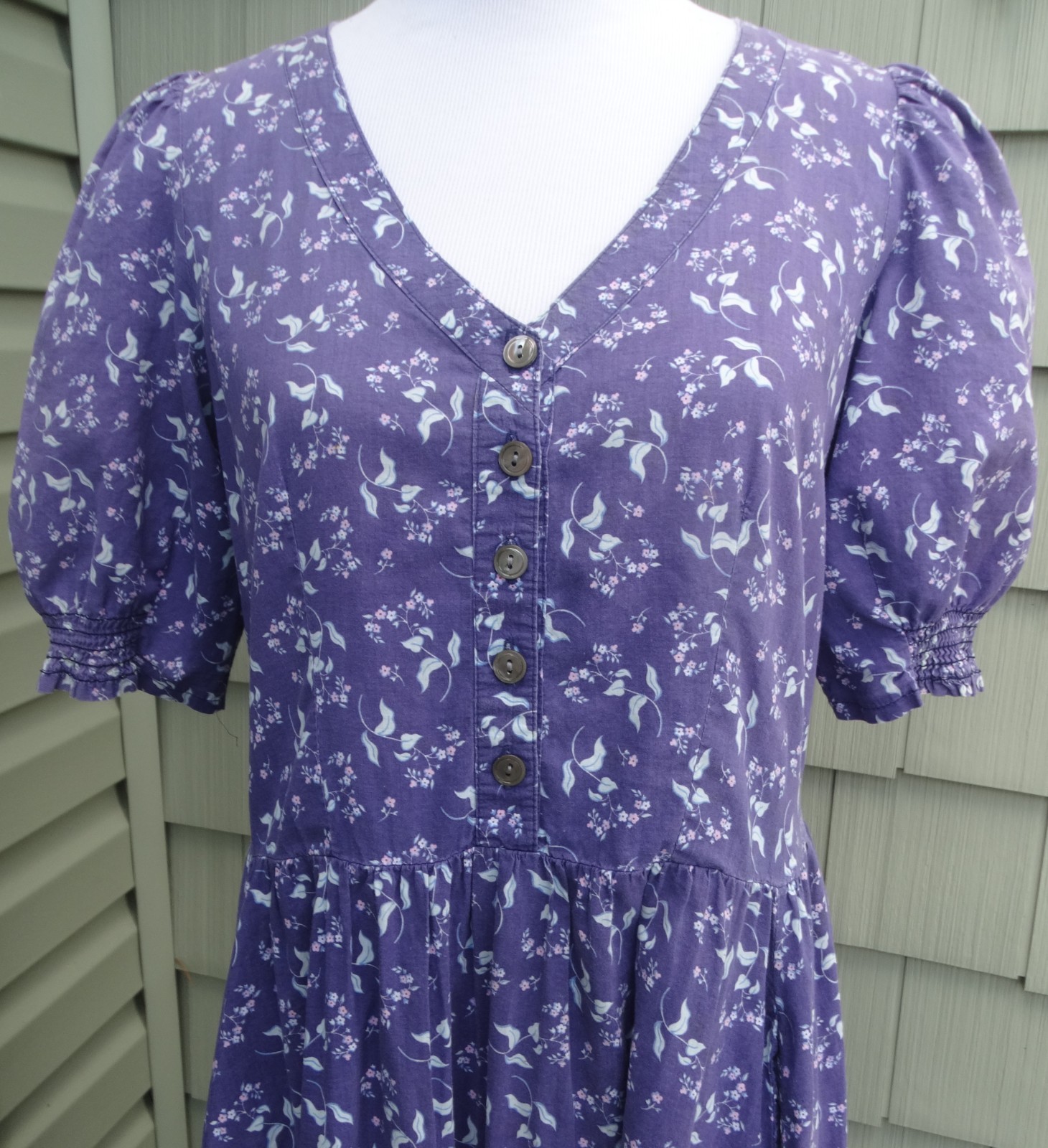Vintage 80s Laura Ashley Floral Prairie Dress US 14 casual midi unlined, cotton