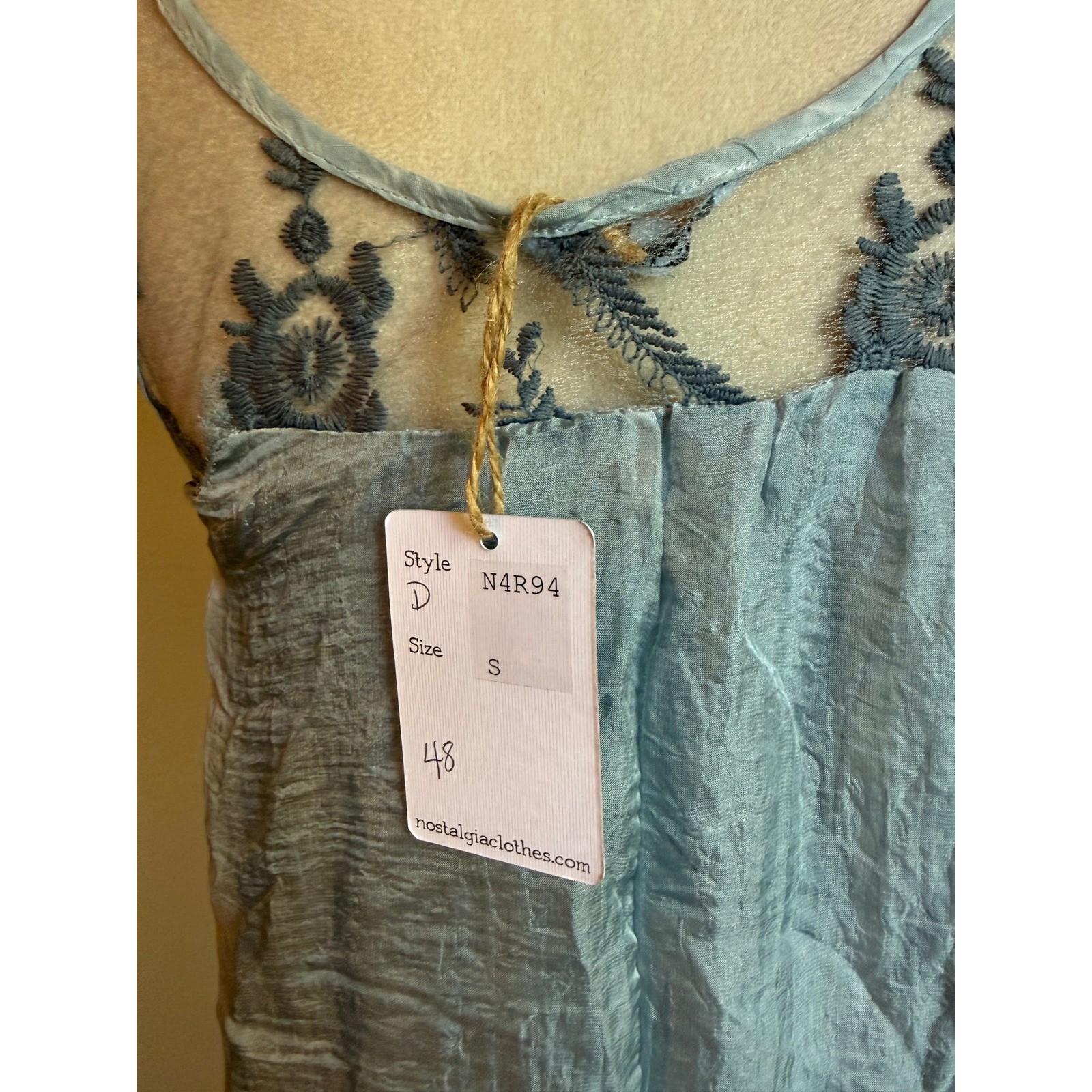 Nostalgia Blue Embroidered small boho flowy fairy whimsi romantic lace y2 dainty
