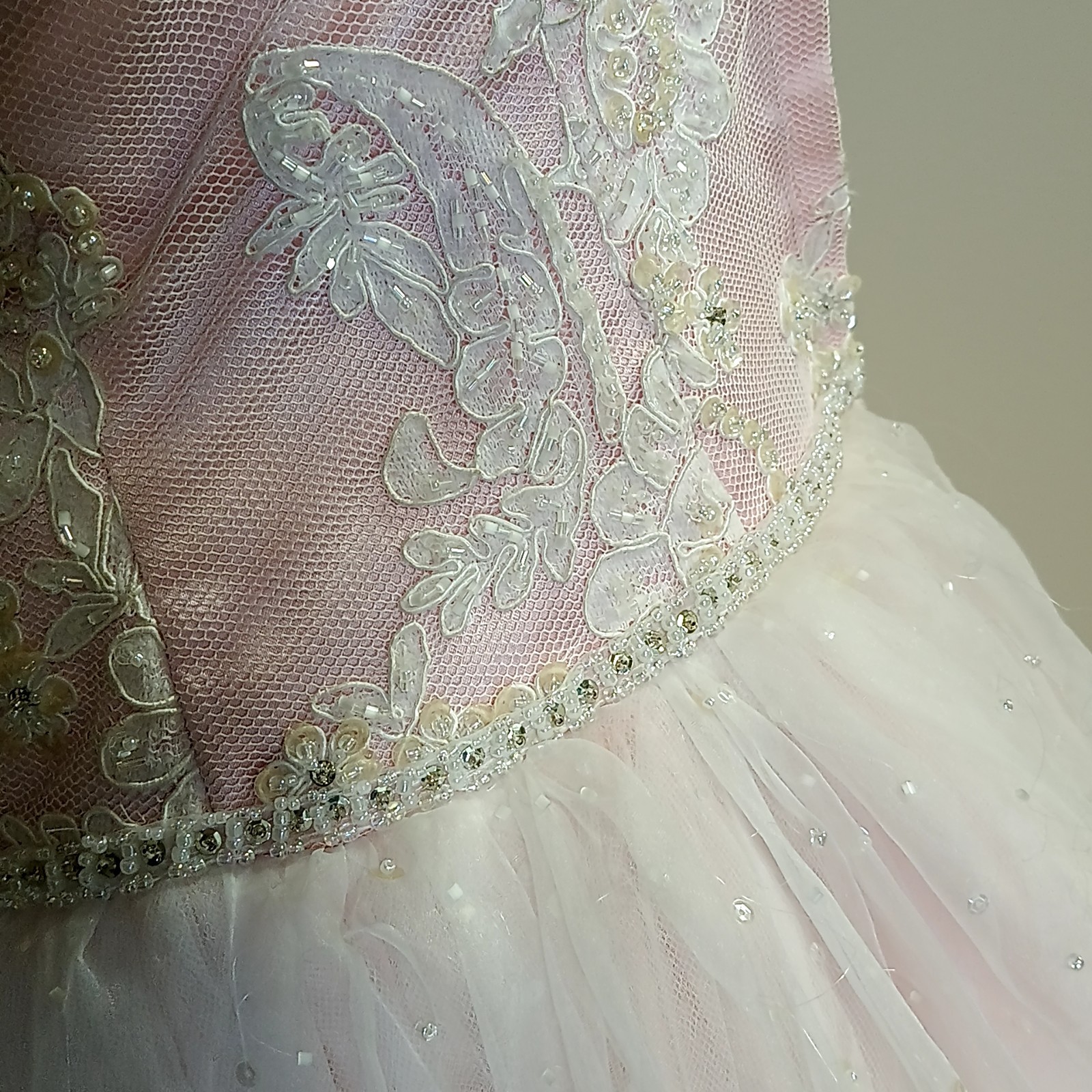 VTG 80s 90s Y2K Forever Yours Strapless Pink Beaded Ballgown Prom Formal Dress