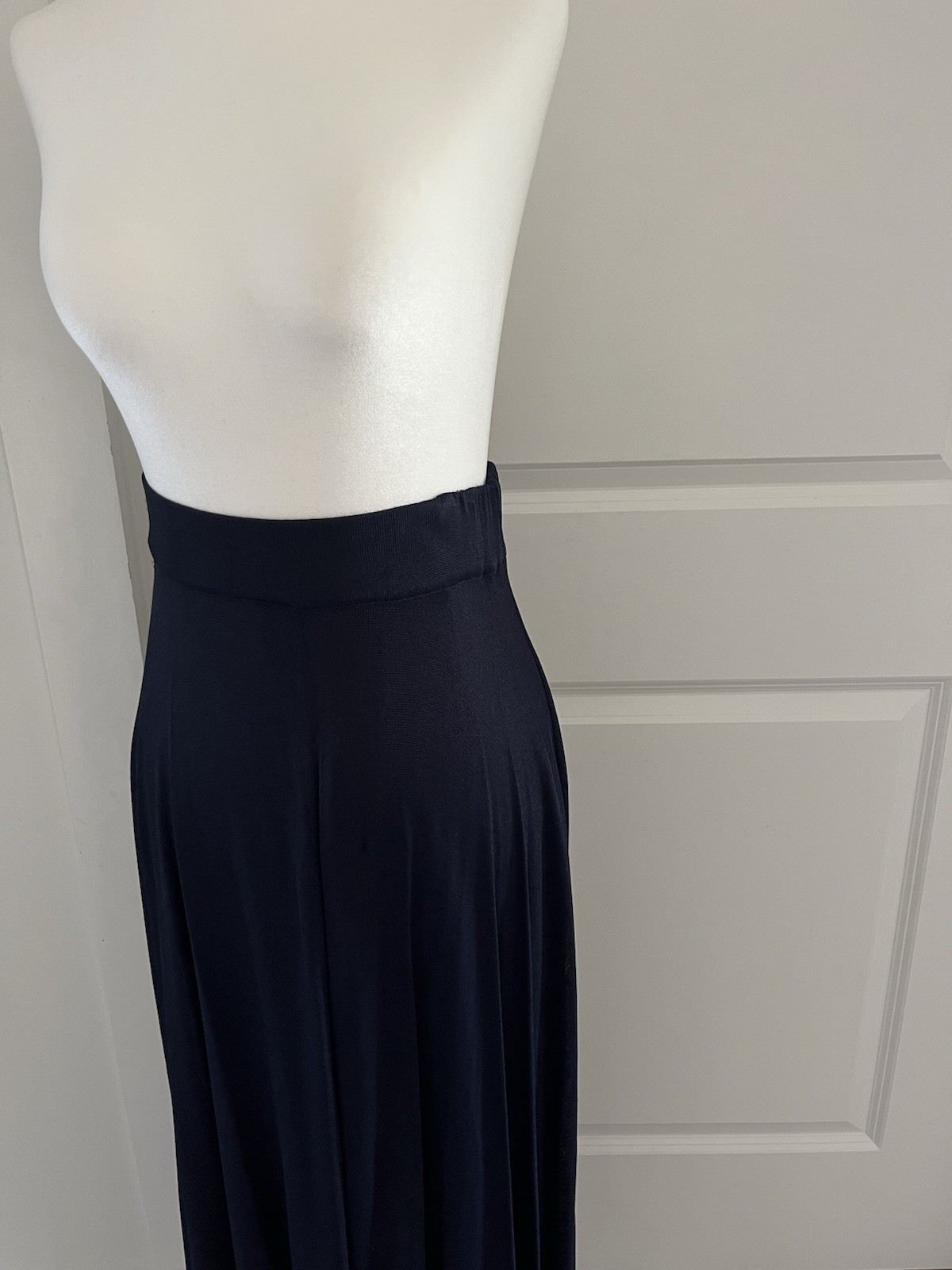 Vintage 80s Marina Spadafora 2 Pc Set Skirt Sleeveless Blouse Choker Neck Blue M