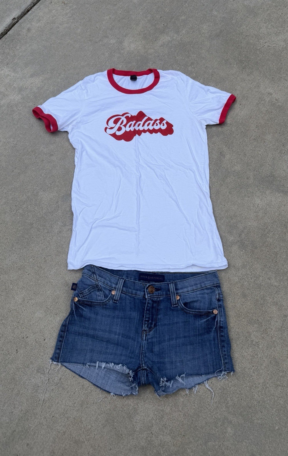 Vintage Style White Red Ringer Tee Anvil Small Y2K Cotton Baby T Shirt