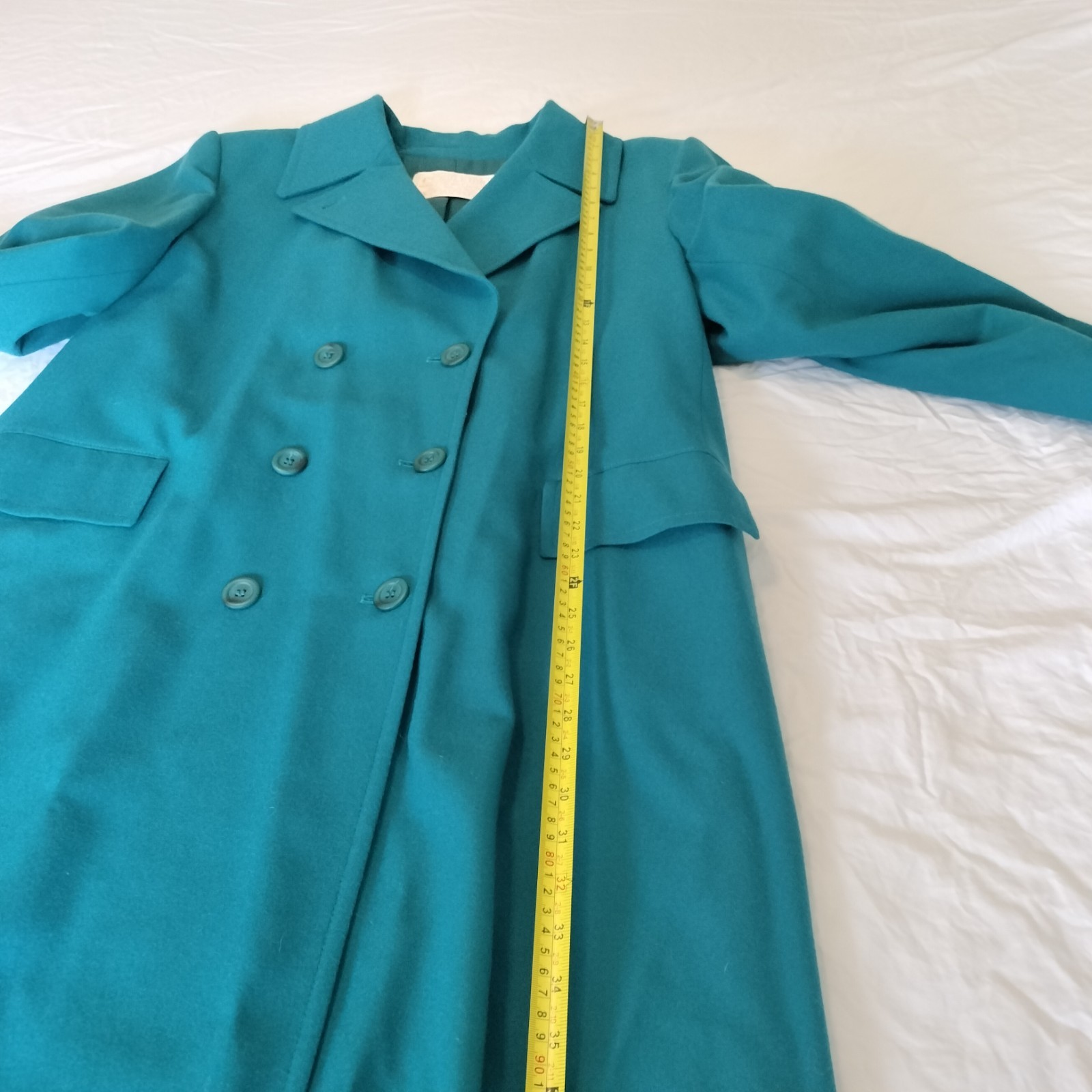 Vintage 1970s Pendleton Virgin Wool Lined Teal Trench Coat Women&rsquo;s 16