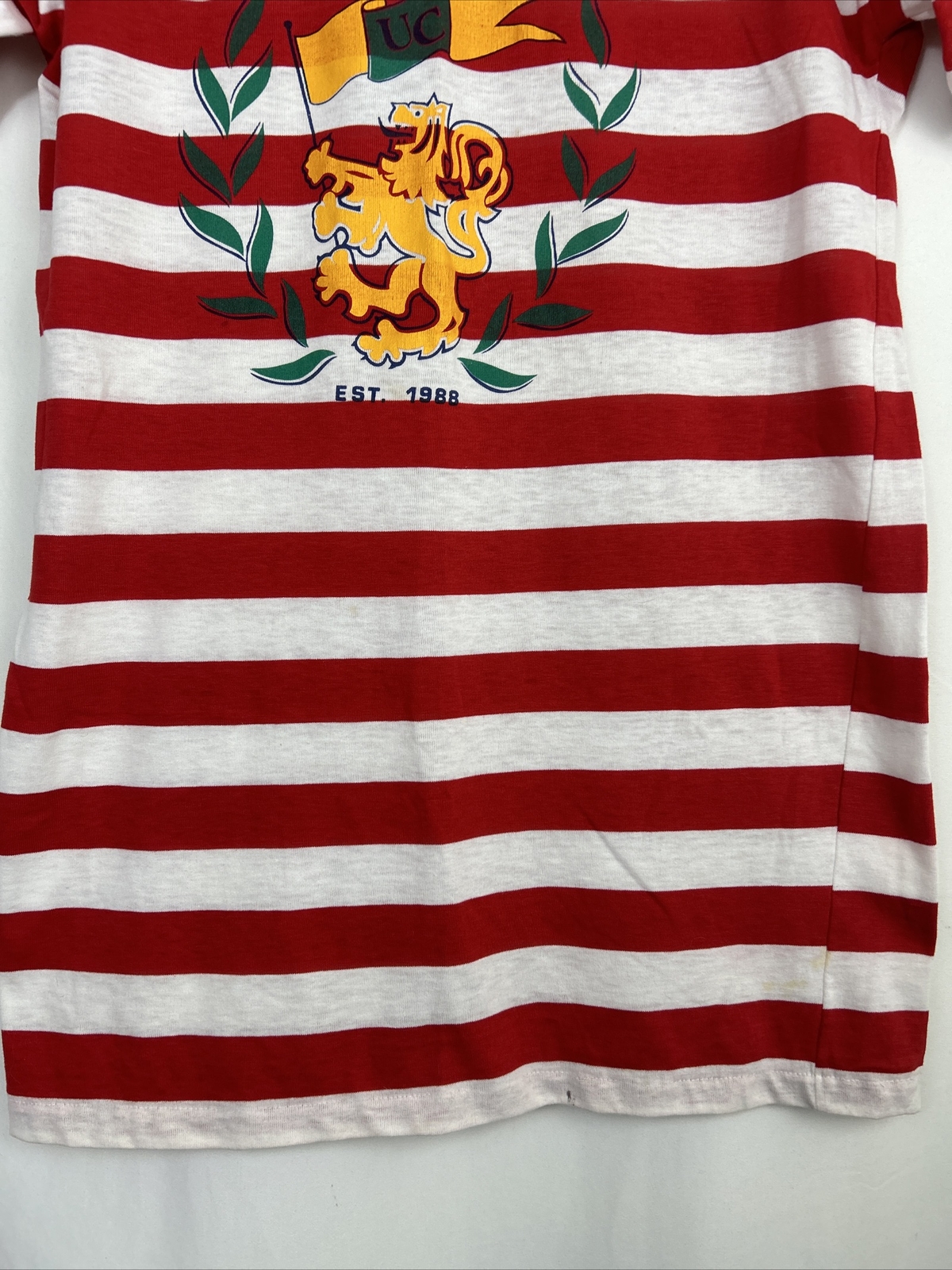 Vtg Gee Gee&rsquo;s by Milaca Mills Red White Striped University Club Sleep Shirt OS