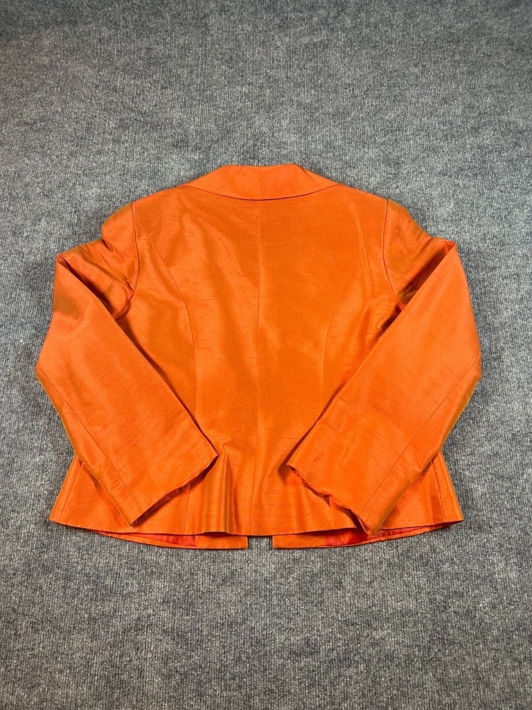 Elizeh New York Paris Orange Shantung Rhinestone Evening Jacket Womens 12