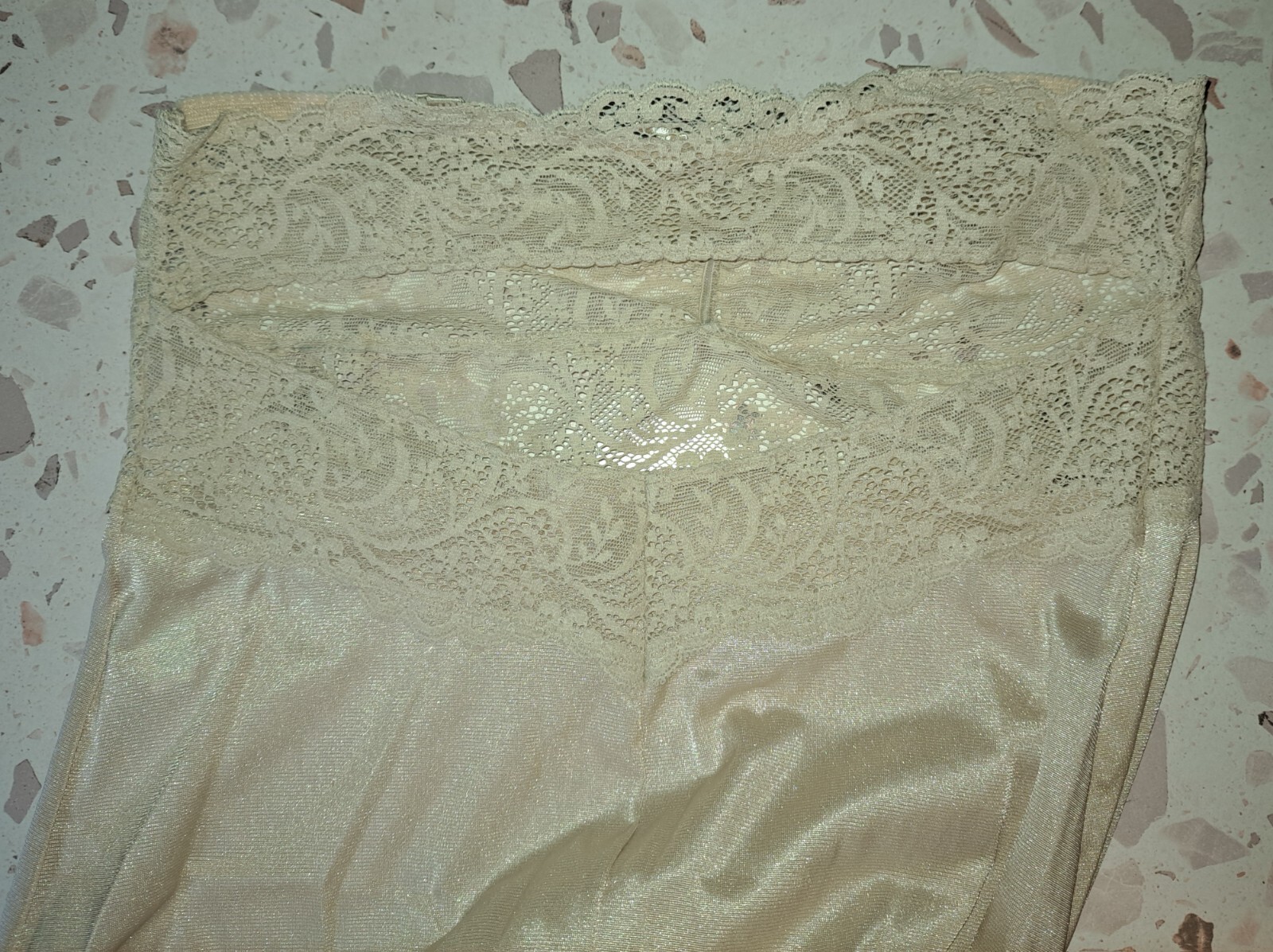 Vtg Vassarette Nylon Lace Long Gown Underneath It All 34 Beige Satinessence