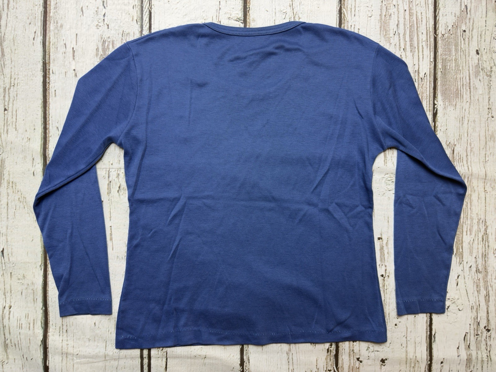 VTG Jordache Embroidered Logo Solid Blue 1980&rsquo;s Women&rsquo;s Long Sleeve T-Shirt