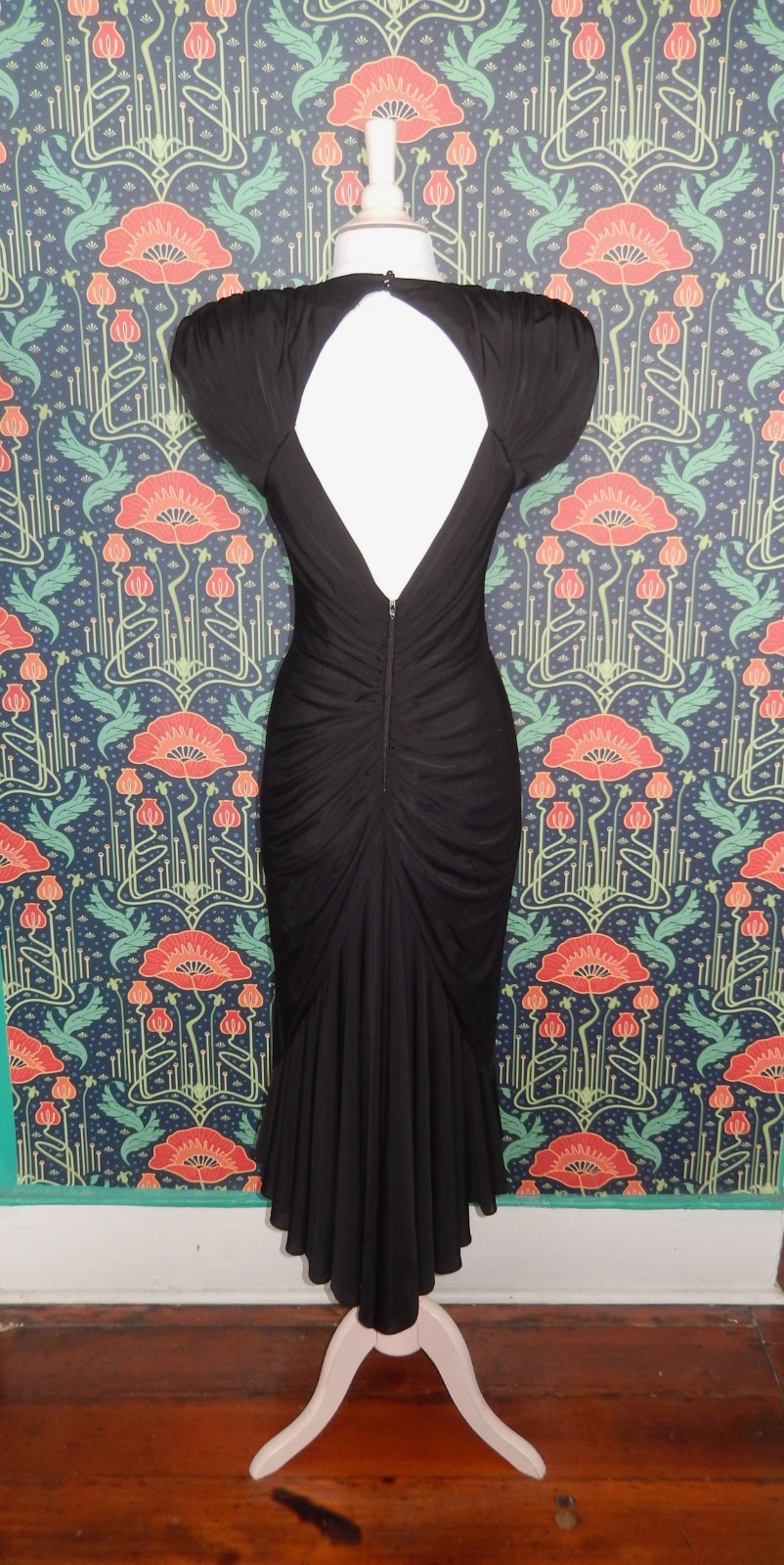 Vintage 80&rsquo;s Casadei Black Sequin Draped Party Cocktail Dress