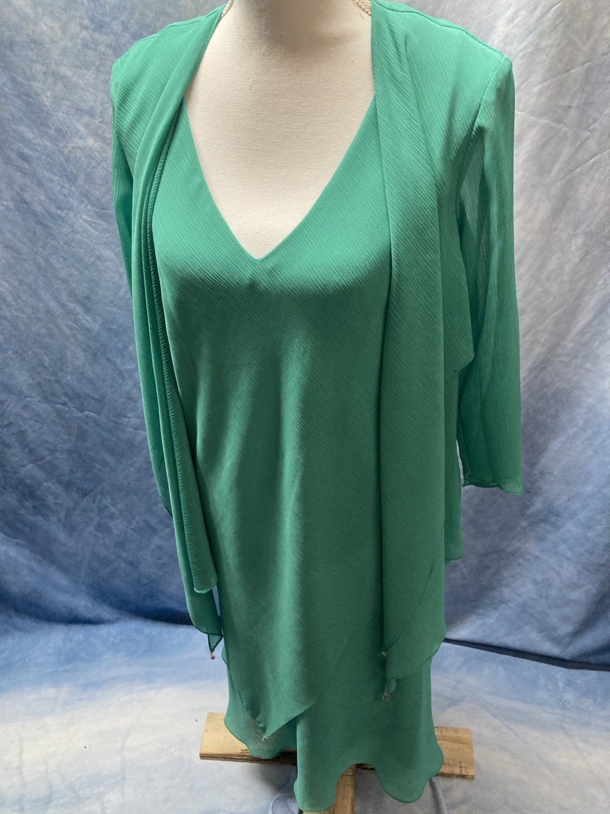Women’s Vintage 1980s Size 14 Teal Flowy Layered Dress Ursula Of Switzerland