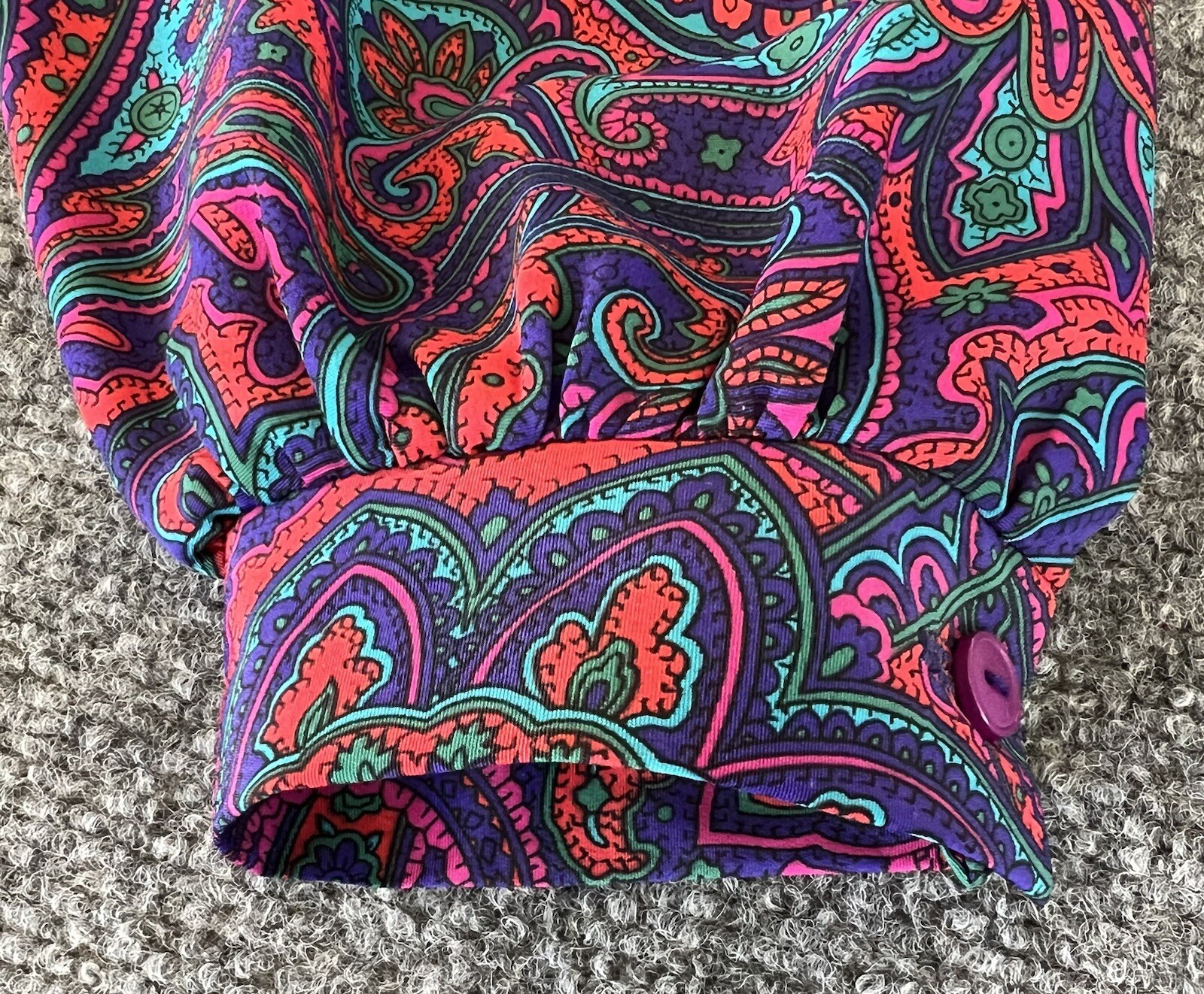 Lady Carol Petites VTG Dress Red Blue Neon Pleated Belted Hippy Fairy Size 10