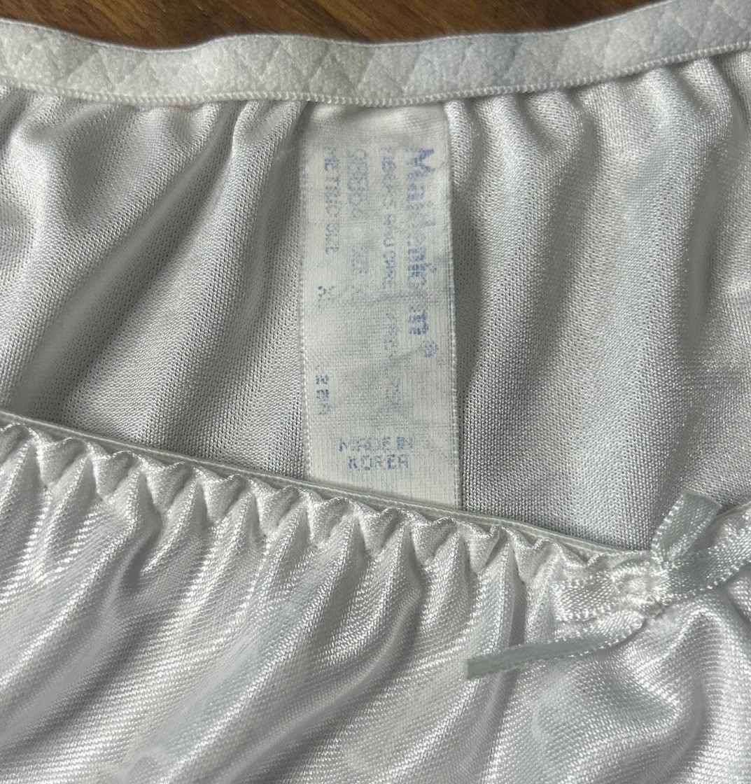 Vtg Maidenform Panties Second Skin Glossy Satin Shiny Hicut XL White Bridal