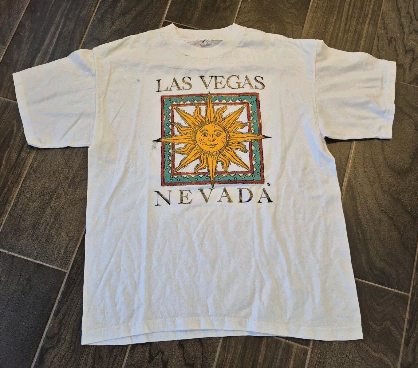 Vintage Las Vegas Nevada Men&rsquo;s White Travel TShirt Size Xlarge Sun