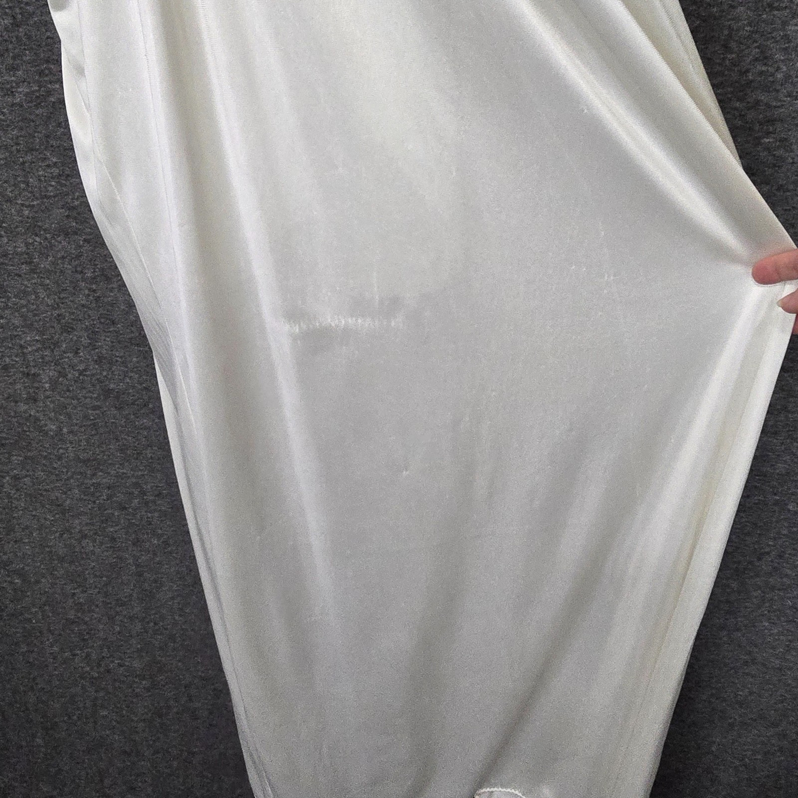 Cachet Sears Nightgown Womens Medium Ivory Lace Trim Nylon Slip USA Vintage