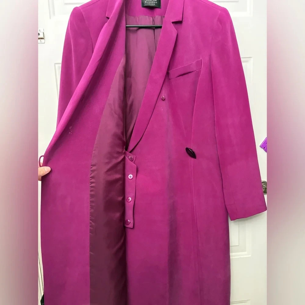 Dana Buchman Vintage 80’s 100% silk structured Jacket Dress Fushia 6