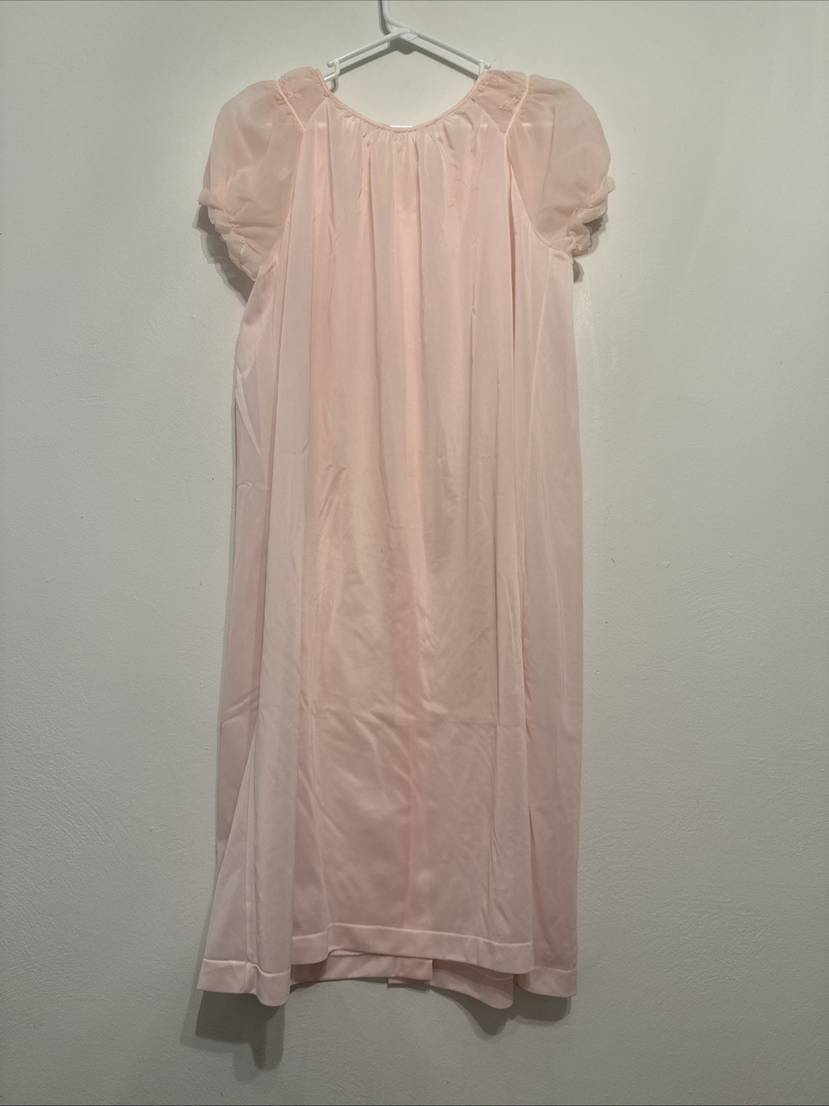 Miss Elaine Pink Nylon Button Up Vintage Nightgown