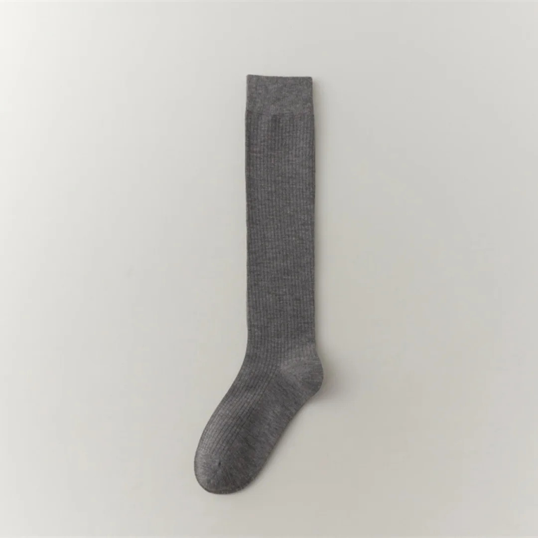 Women Knee Calf Mid Length Socks Lightweight and Warm Cold Proof Fine Wool Strip