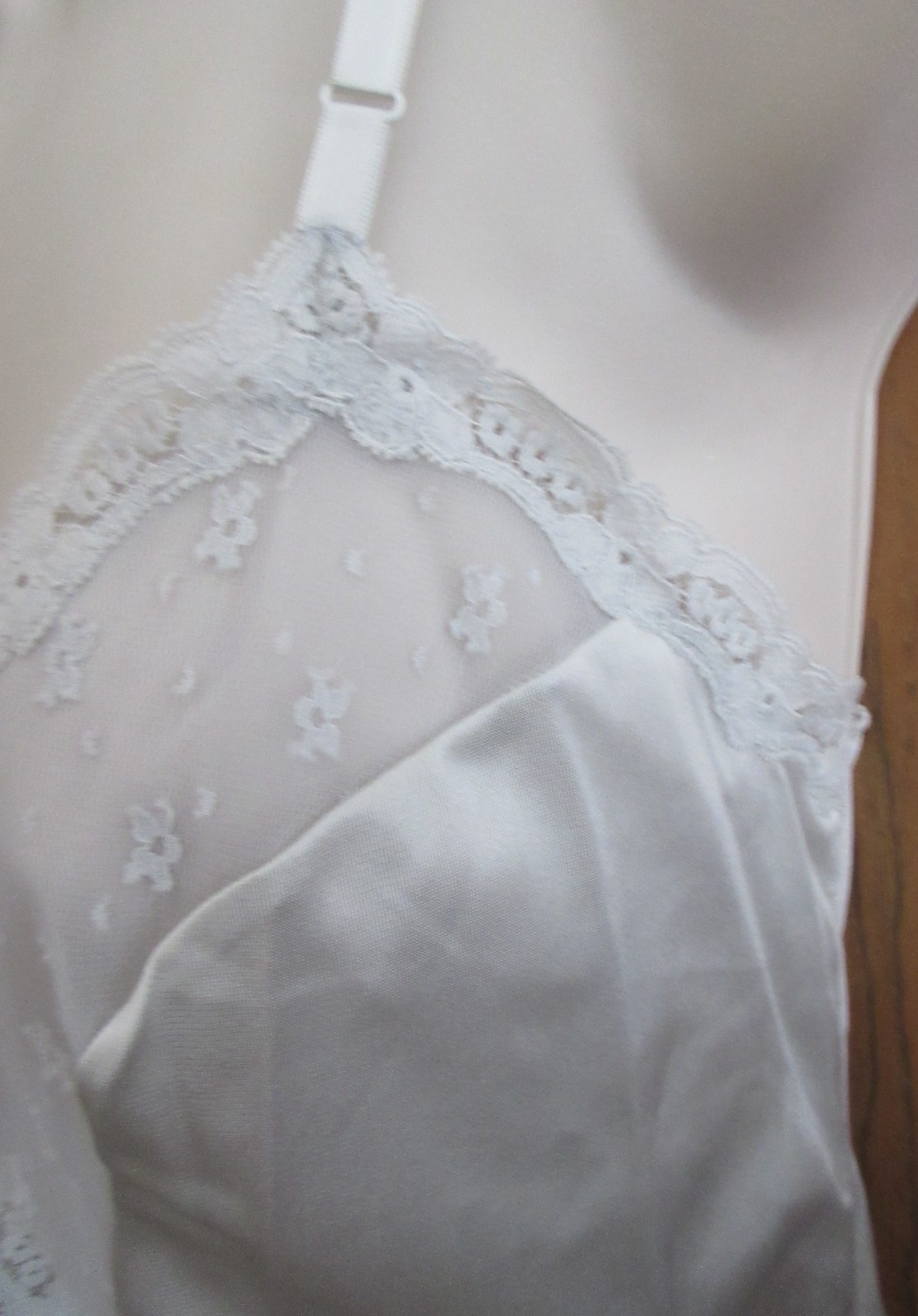 VANITY FAIR BRIDAL GRAY LACE front NYLON camisole slip nightgown sz 36 /bust 40