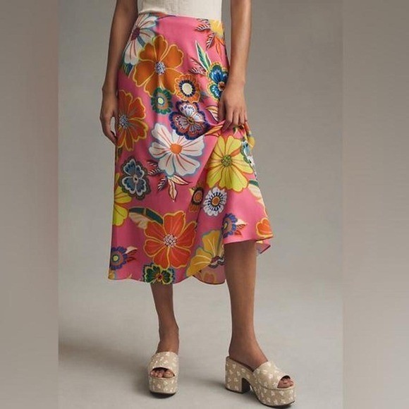 Farm Rio Skirt Womens Large Pink Maxi Floral Boho Tropical Long Size XS