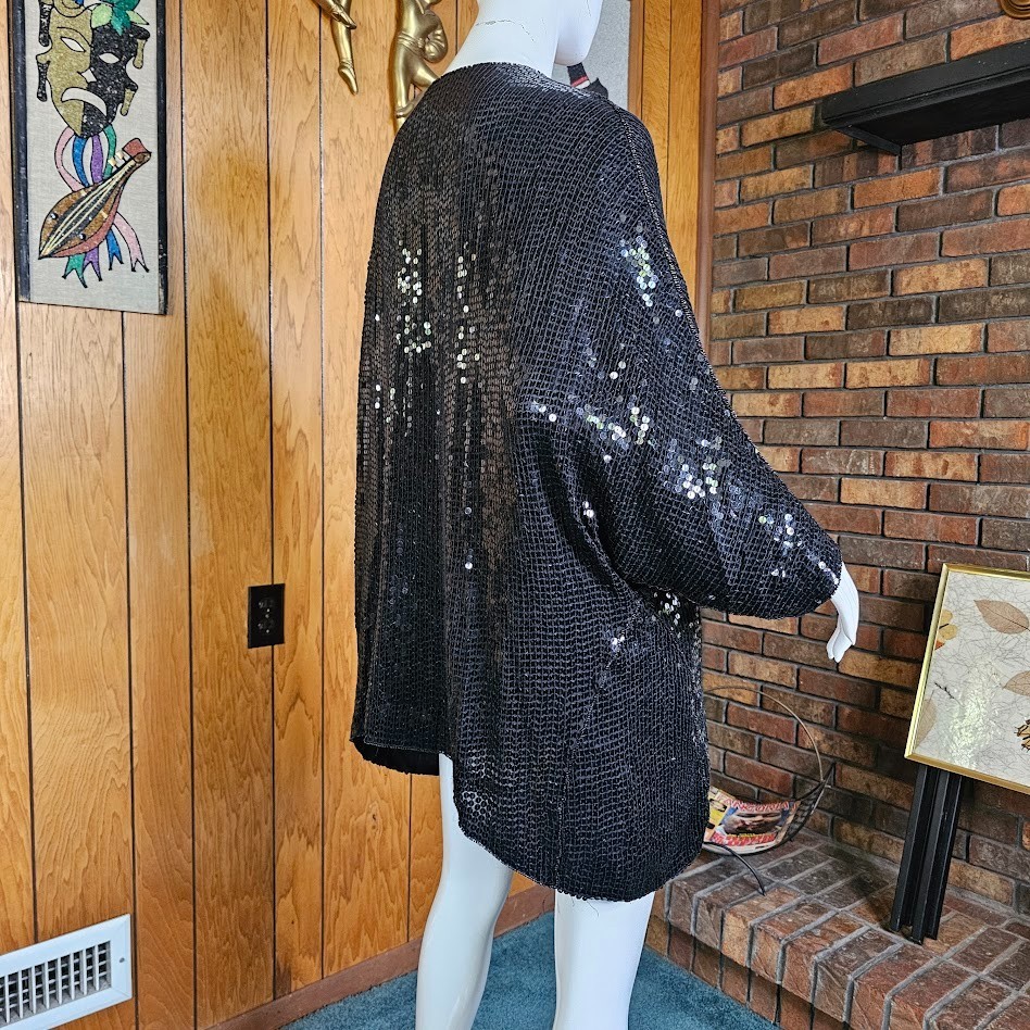 Vintage 80s Disco Panther Sequin Evening Cocktail Party Micro Mini Dress M/L/XL