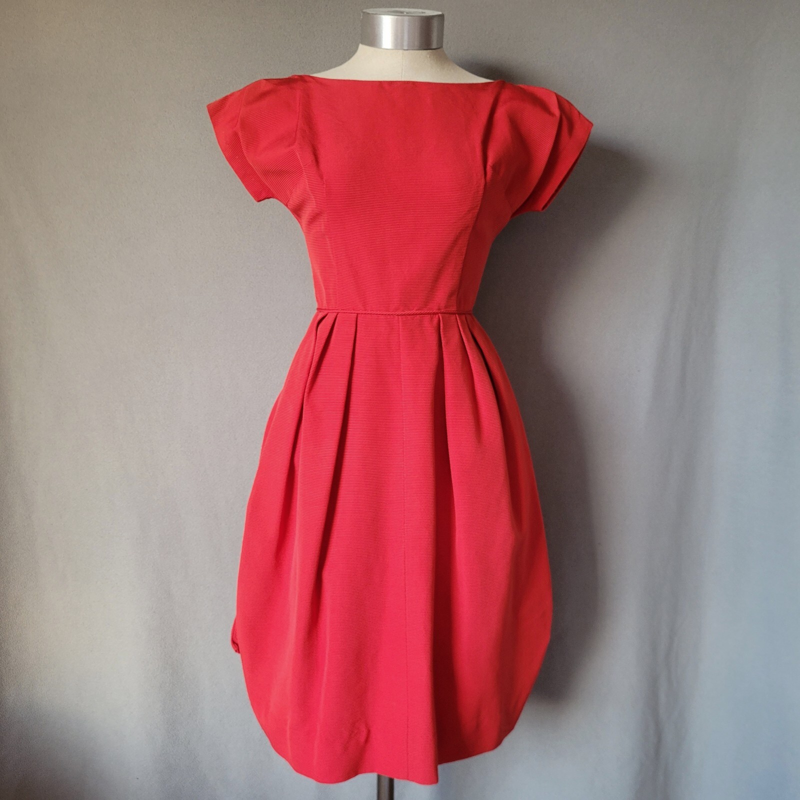 Vintage Red Cocktail Dress with Bows Aldens Waist 21.5&Prime;