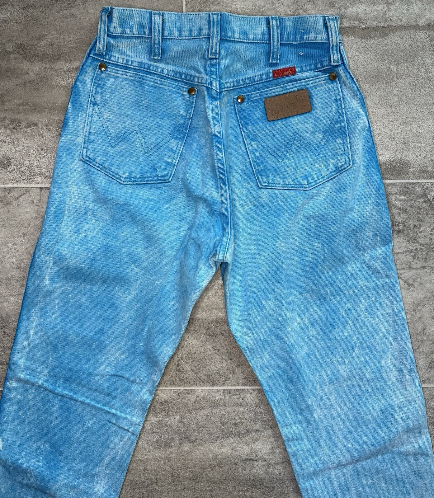 VTG Wranglers Women&rsquo;s Cowboy Cut Slim Fit Acid Wash Blue Style#14MWZHQ Sz 13×34