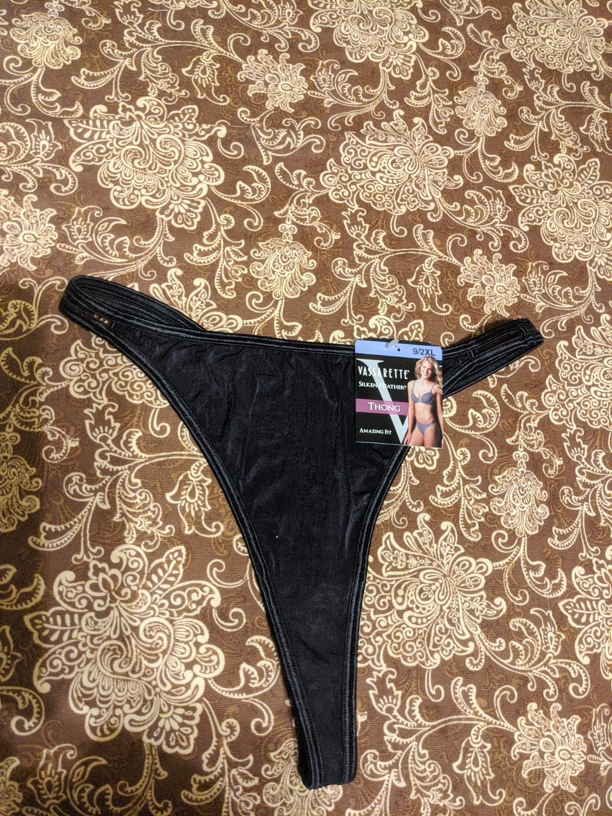 Vintage Vassarette Satin Second Skin Thong Panties Size 9/2XL